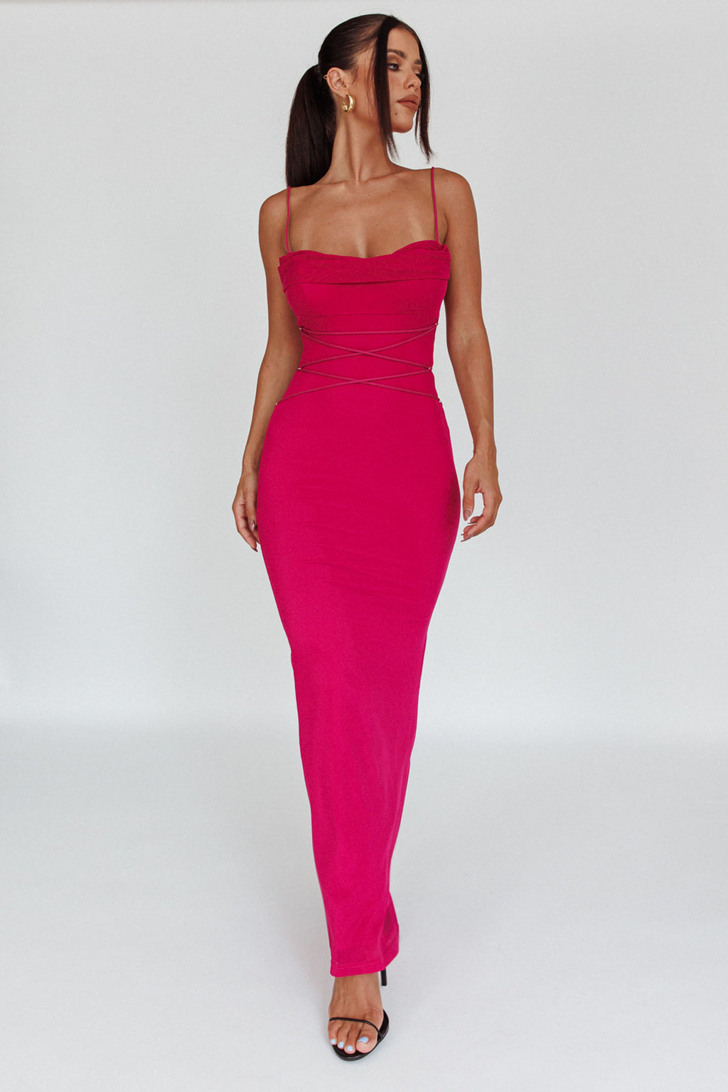 Teava Laced Waist Maxi Dress Fuchsia by Selfie Leslie Australia