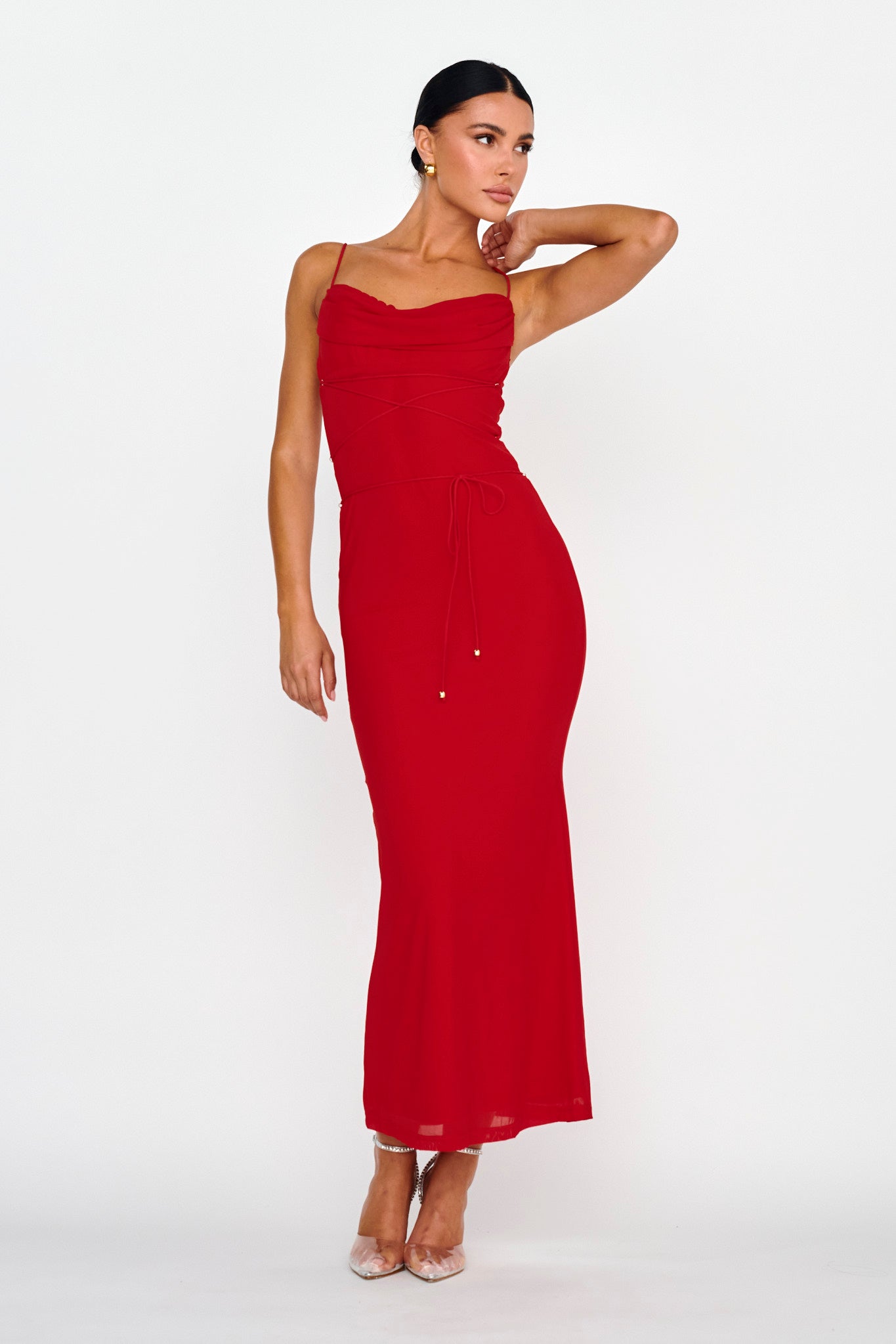 Teava Laced Waist Maxi Dress Red by Selfie Leslie Australia