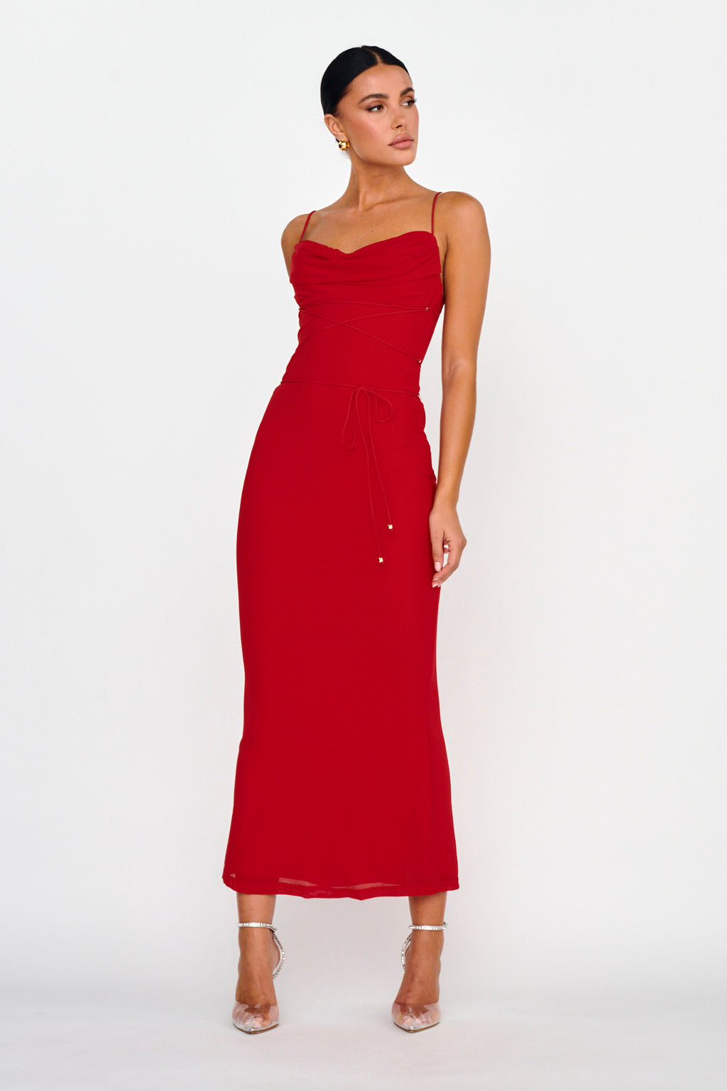 Teava Laced Waist Maxi Dress Red by Selfie Leslie Australia