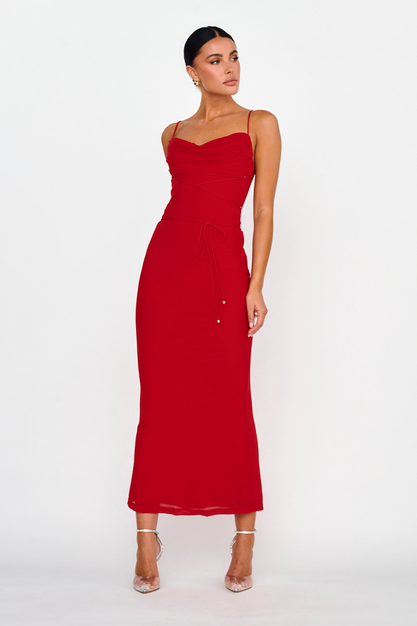 Teava Laced Waist Maxi Dress Red by Selfie Leslie Australia