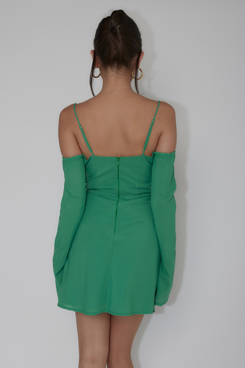 Teava Off-Shoulder Sleeve Laced Mini Dress Jade by Selfie Leslie Australia