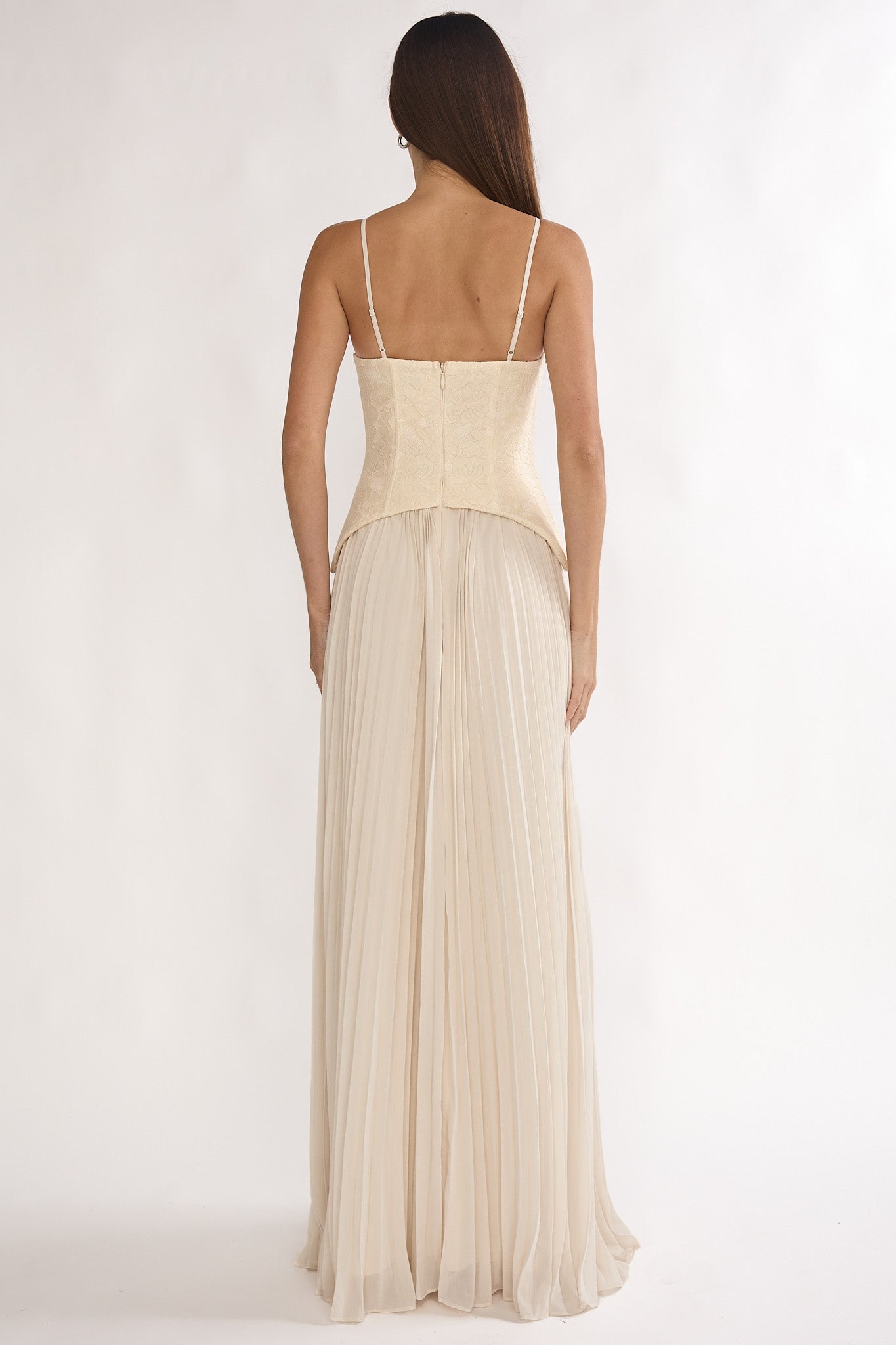 Cambridge Accordion Pleat Corset Dress Cream by Selfie Leslie Australia