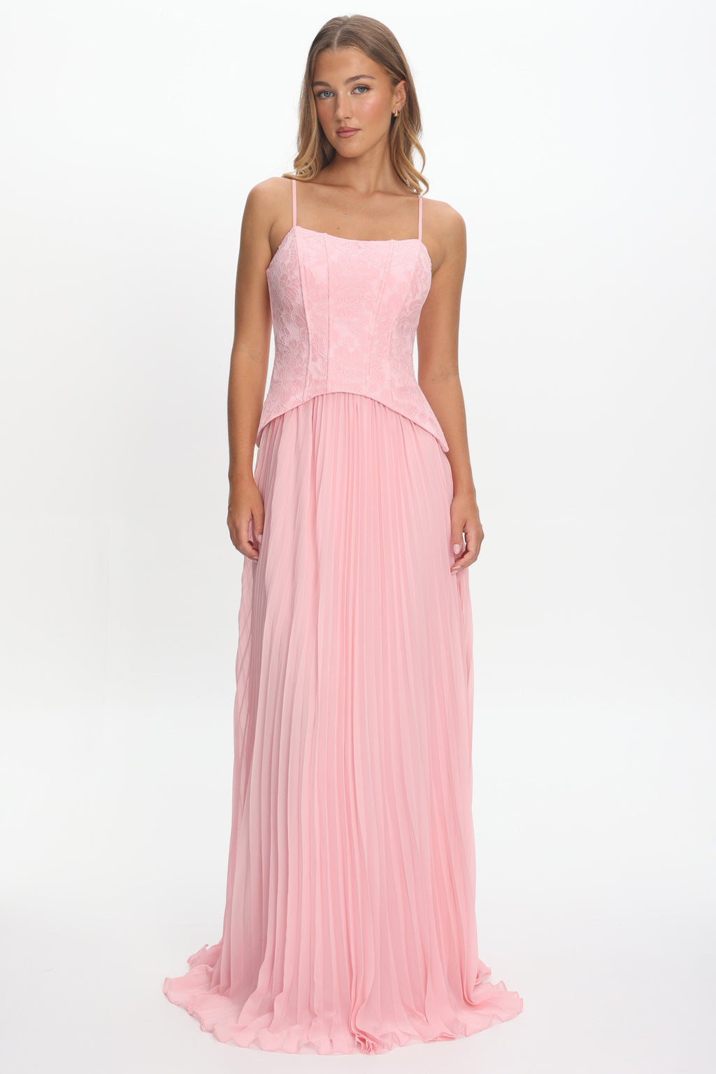 Cambridge Accordion Pleat Corset Dress Pink by Selfie Leslie Australia