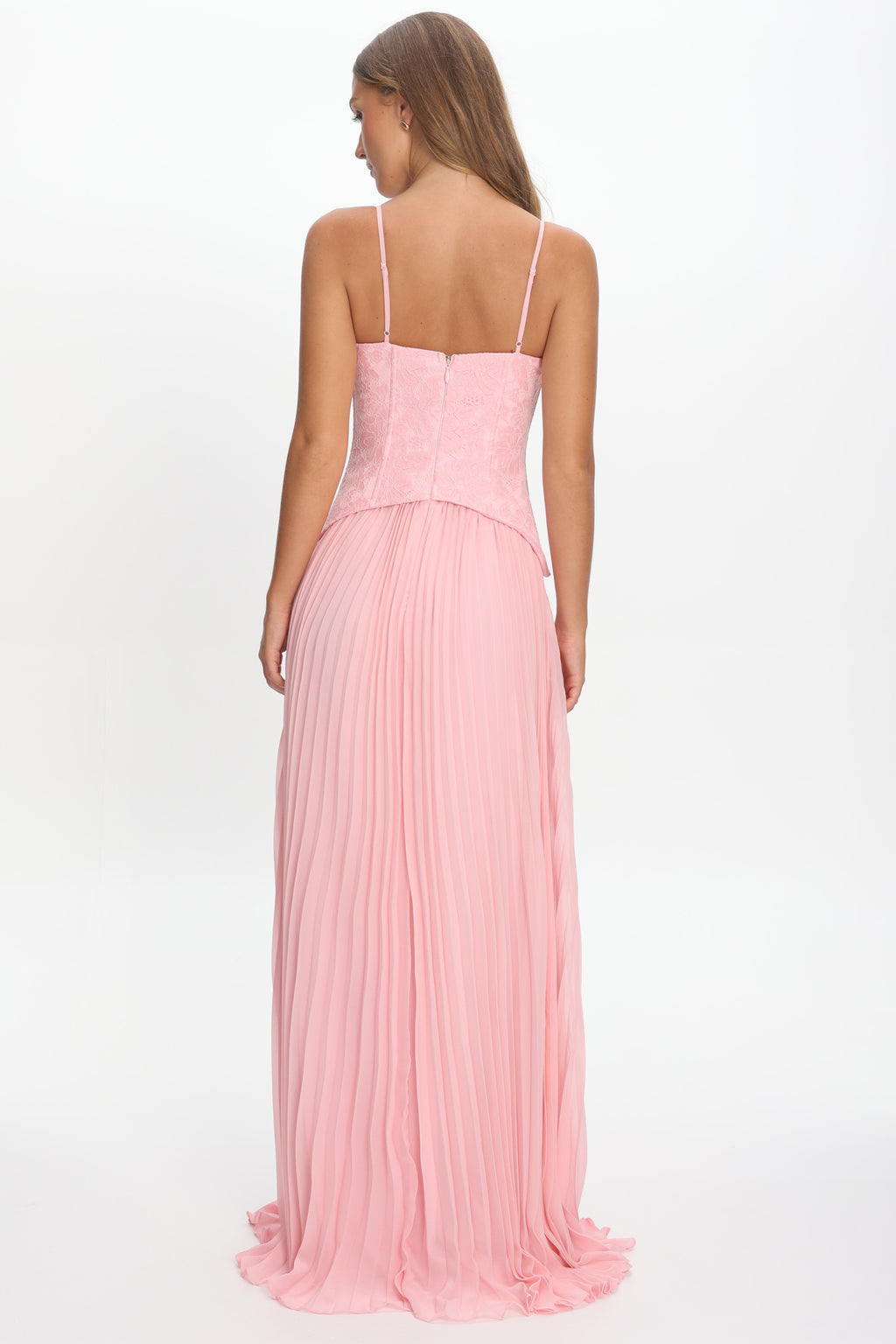 Cambridge Accordion Pleat Corset Dress Pink by Selfie Leslie Australia