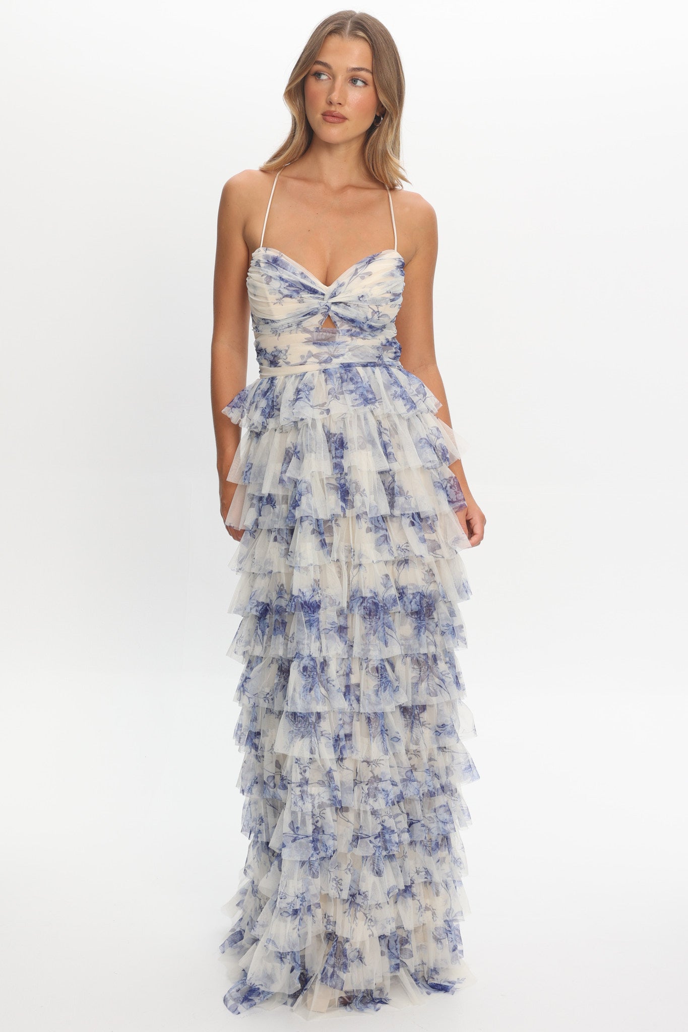 Cambridge Accordion Pleat Corset Dress Blue by Selfie Leslie Australia