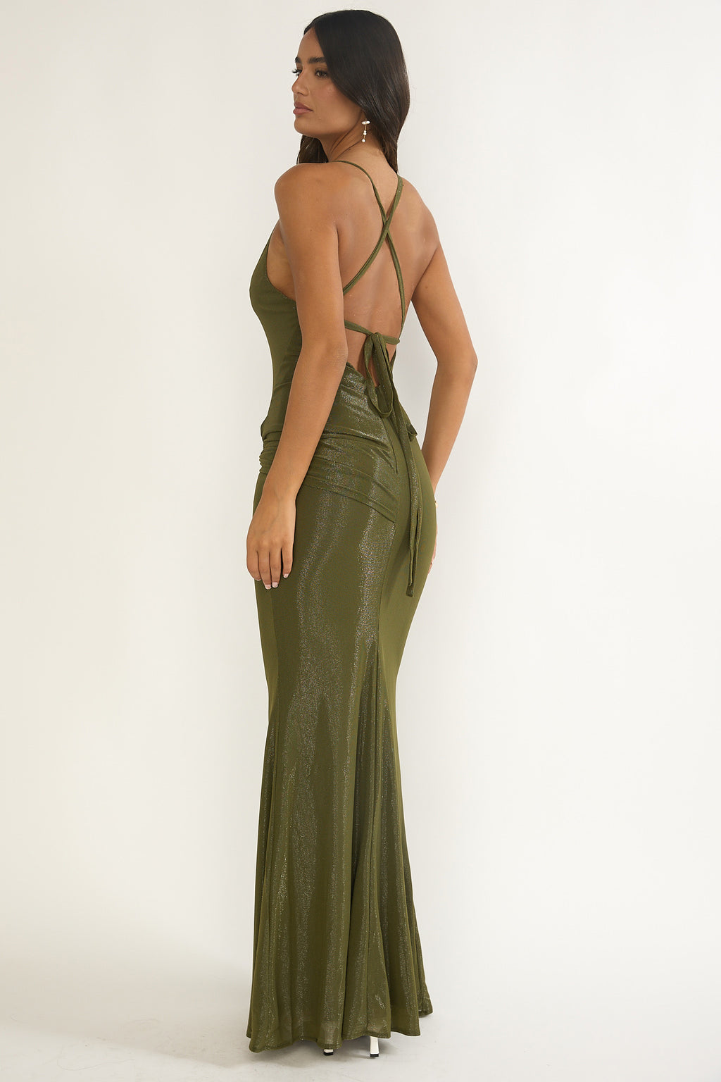 Oralia Criss-Cross Back Maxi Dress Olive by Selfie Leslie Australia
