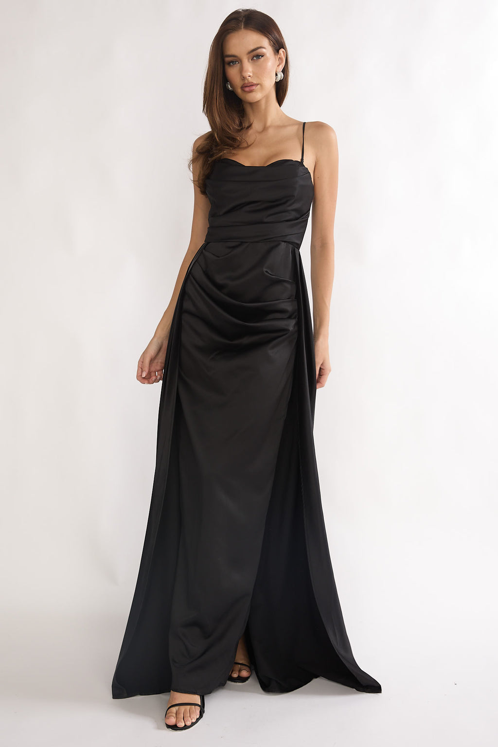 Asterelle Pleated Gathering Maxi Dress Black by Selfie Leslie Australia