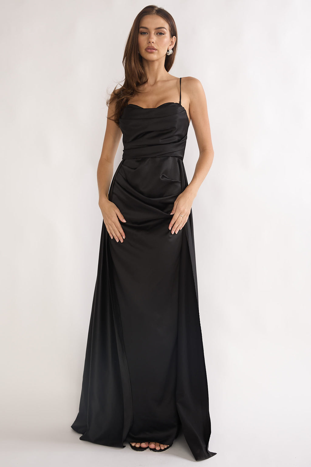 Asterelle Pleated Gathering Maxi Dress Black by Selfie Leslie Australia