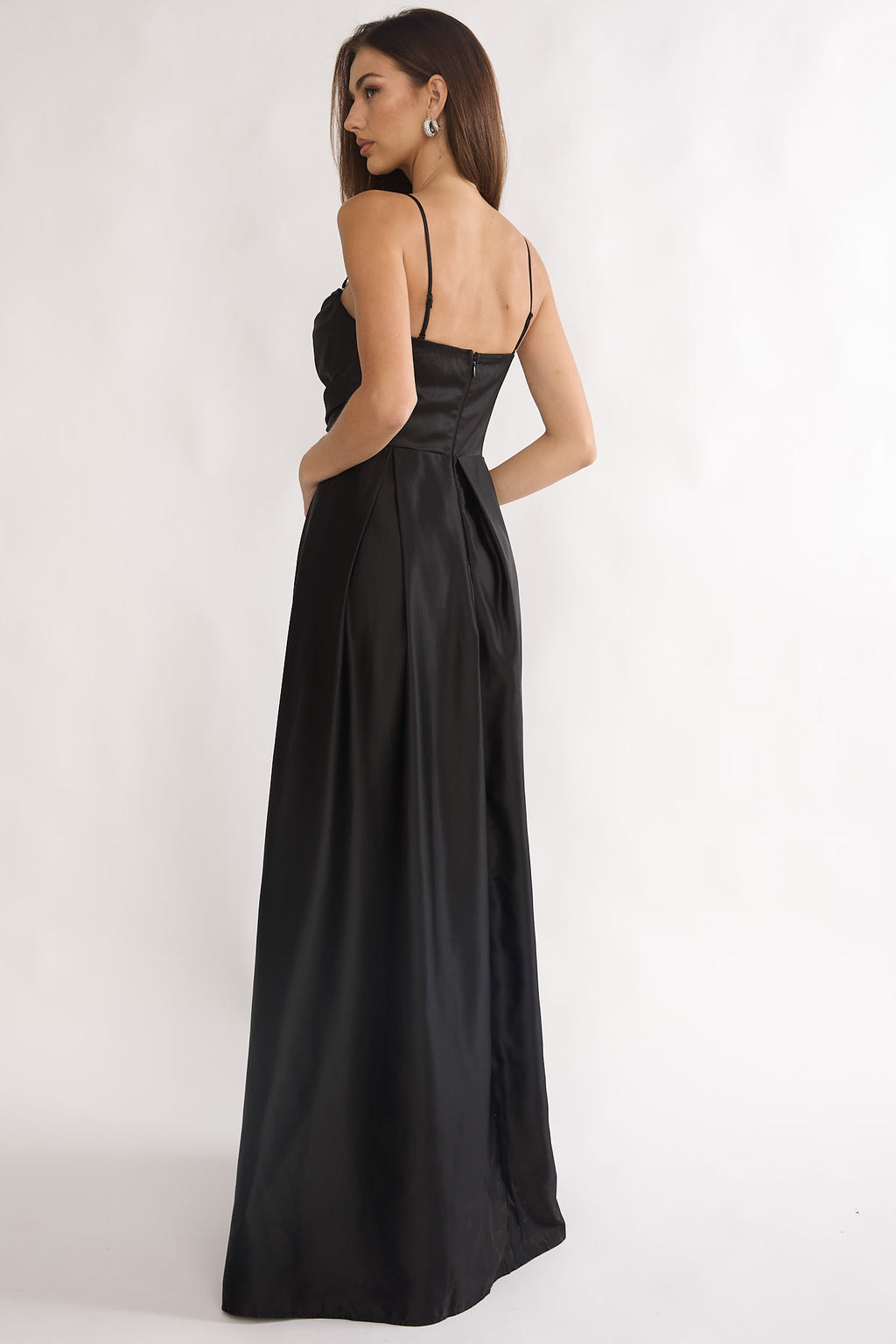 Asterelle Pleated Gathering Maxi Dress Black by Selfie Leslie Australia