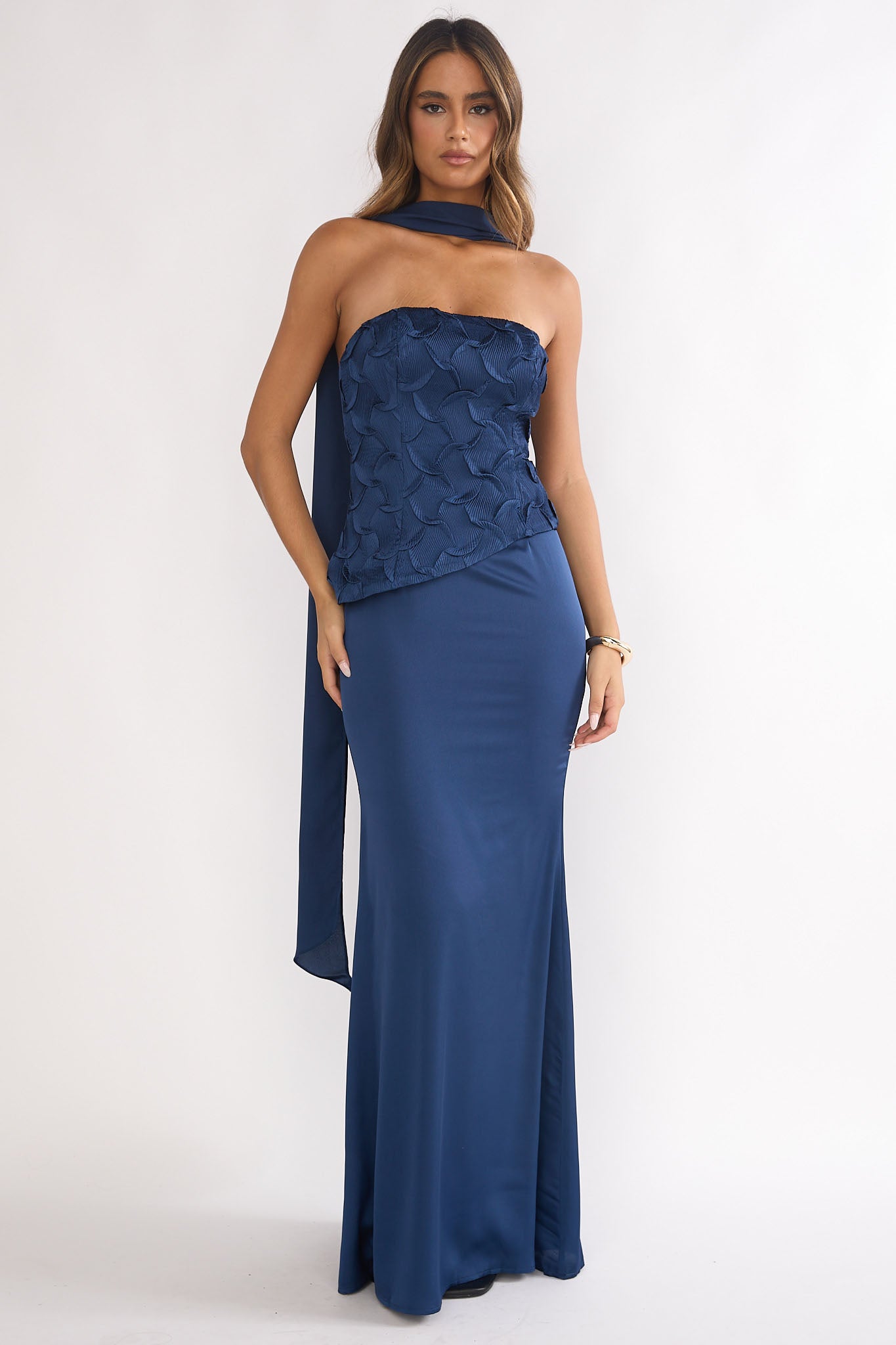 Veradis Strapless Scarf Maxi Dress Navy by Selfie Leslie Australia