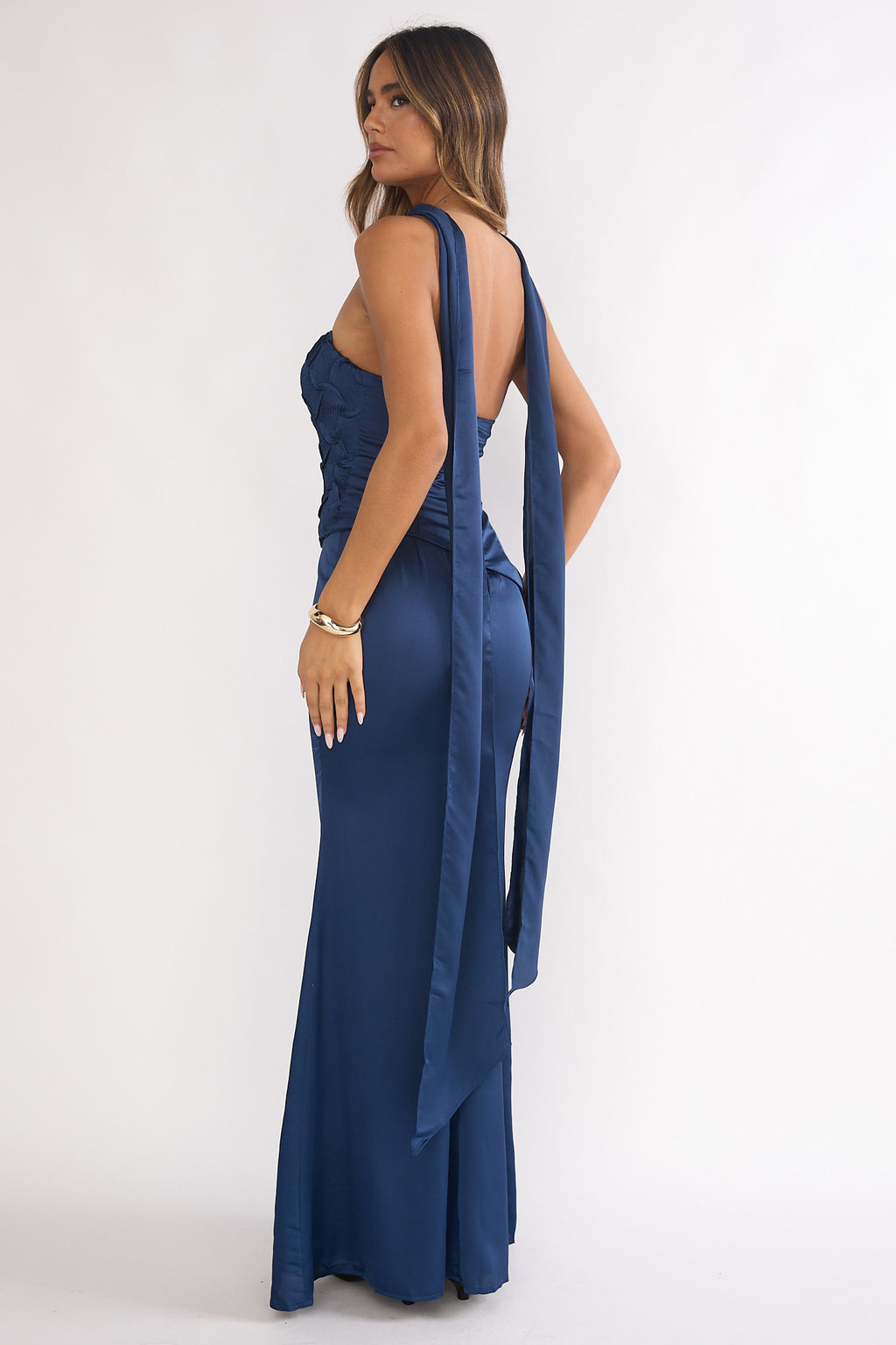 Veradis Strapless Scarf Maxi Dress Navy by Selfie Leslie Australia