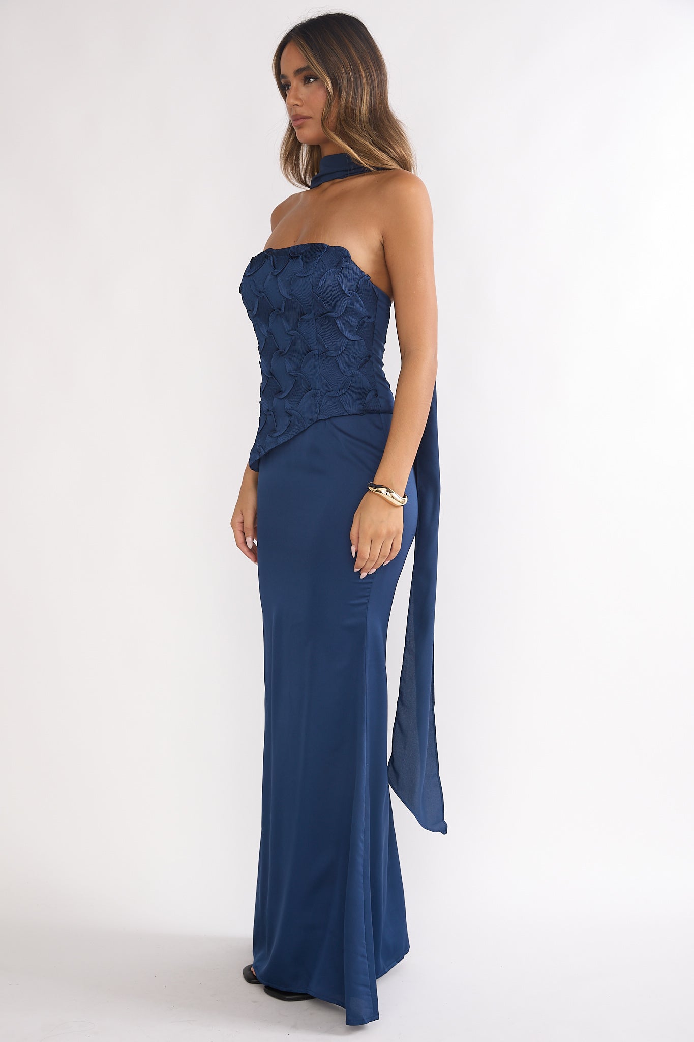 Veradis Strapless Scarf Maxi Dress Navy by Selfie Leslie Australia