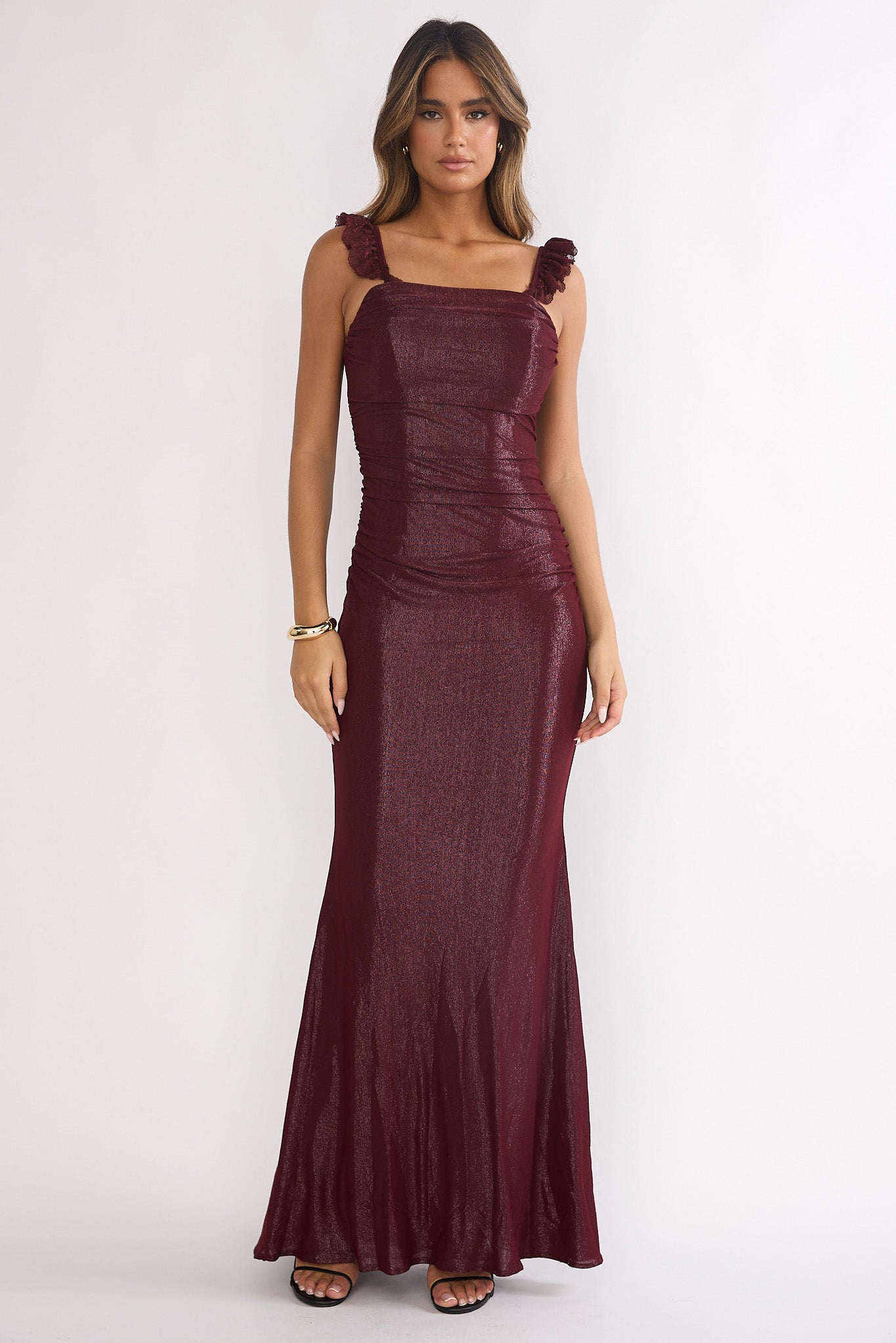 Valara Lace-Up Back Maxi Dress Wine by Selfie Leslie Australia