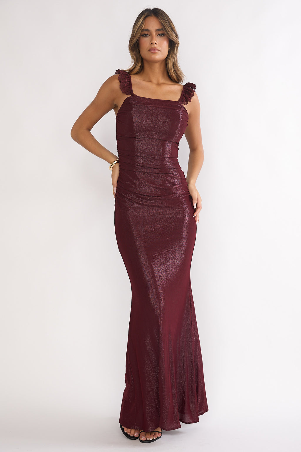 Valara Lace-Up Back Maxi Dress Wine by Selfie Leslie Australia