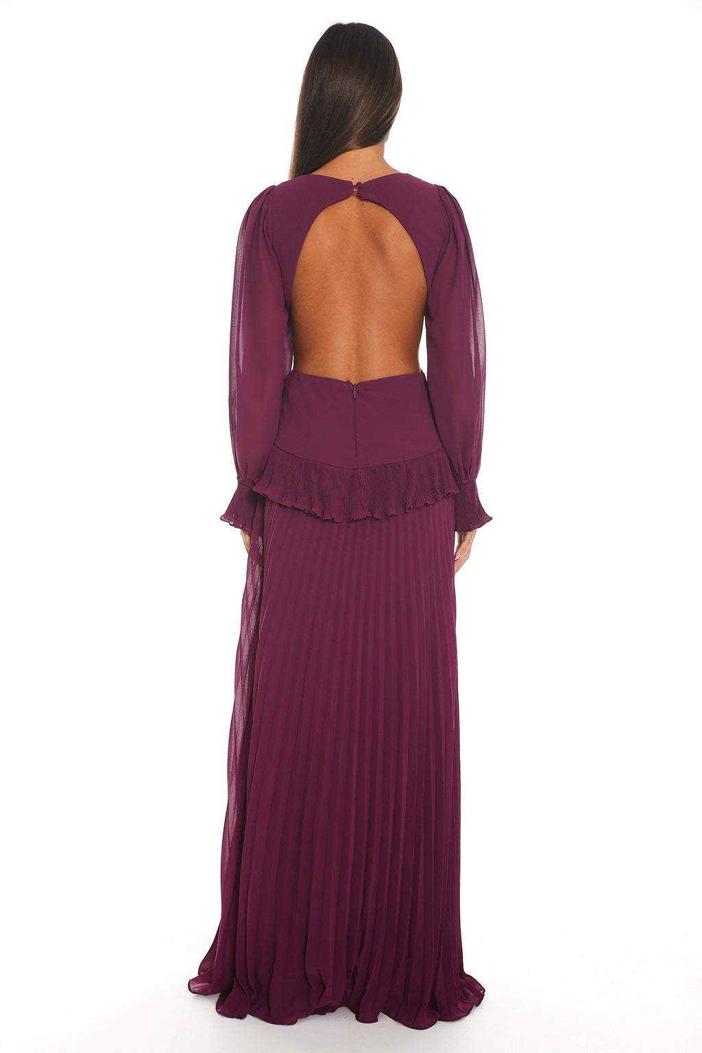 Nika Pleated Maxi Dress Plum