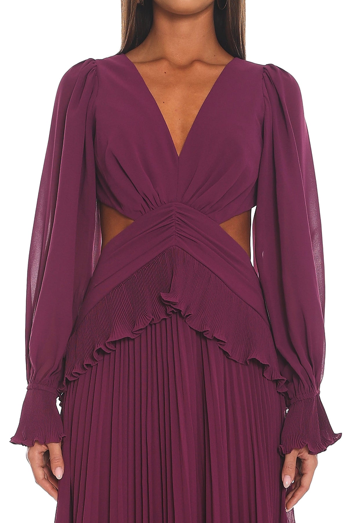 Nika Pleated Maxi Dress Plum