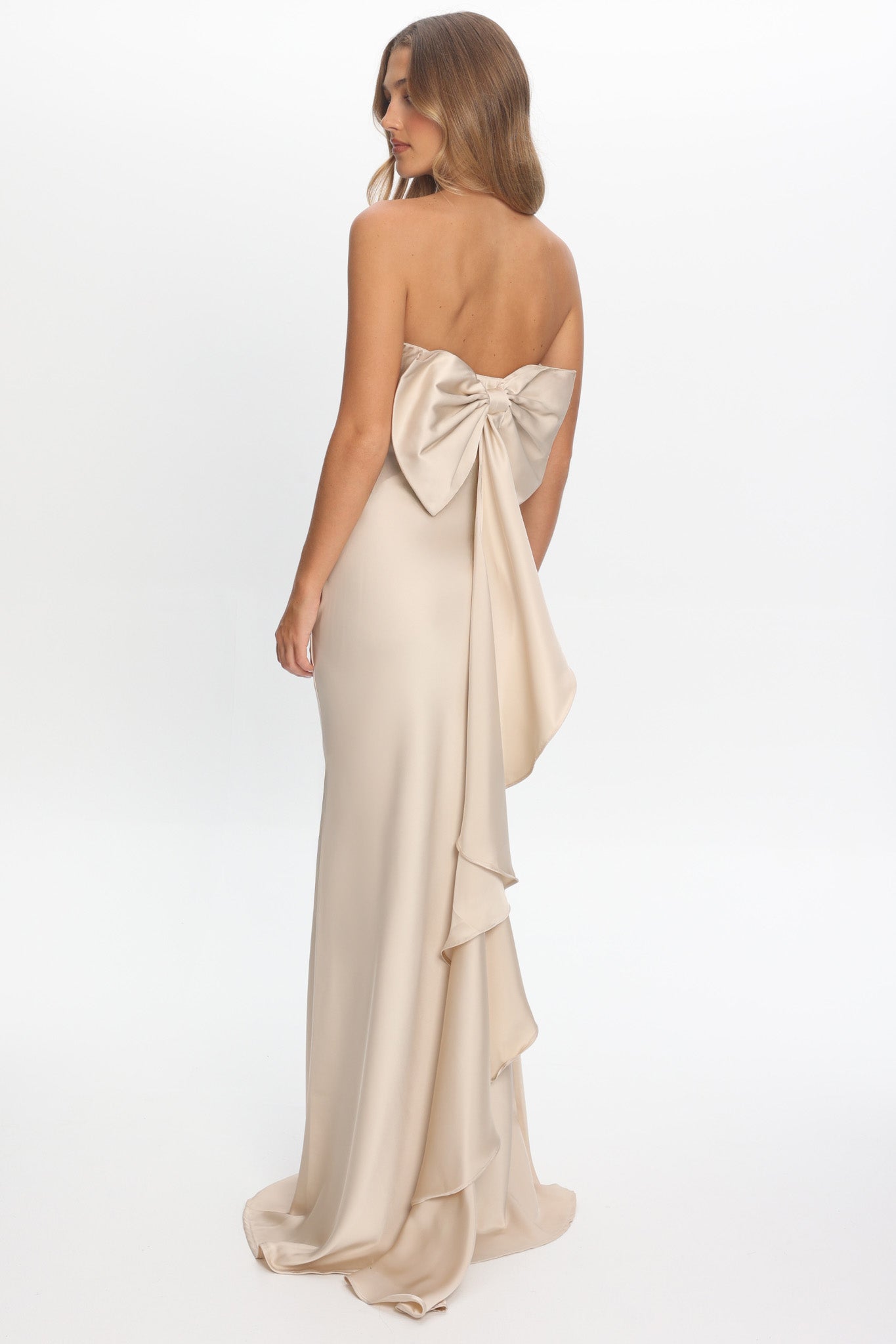 Iyeciz Strapless Maxi Dress Champagne by Selfie Leslie Australia