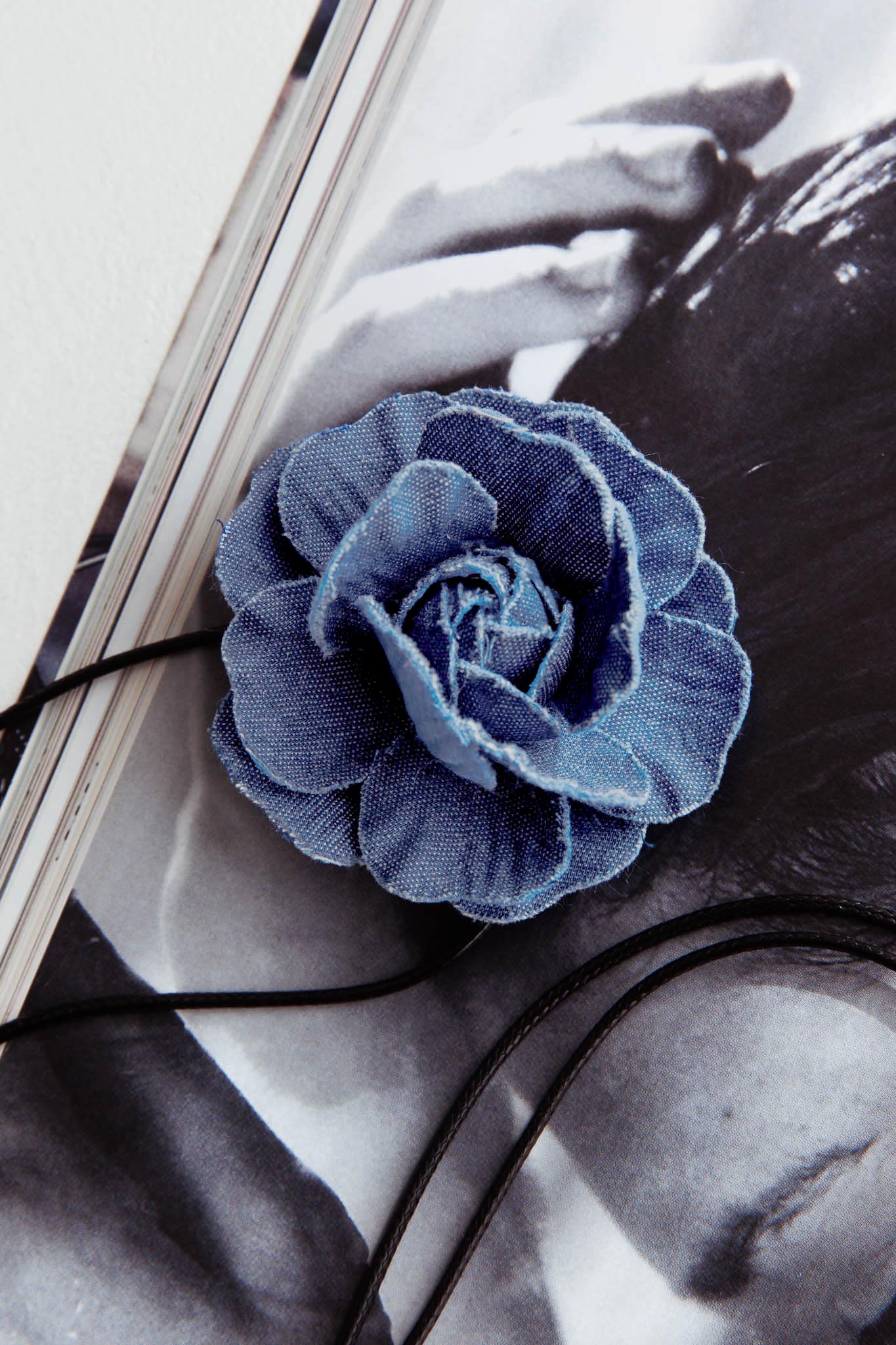 Averie Rosette Choker Necklace Denim by Selfie Leslie Australia