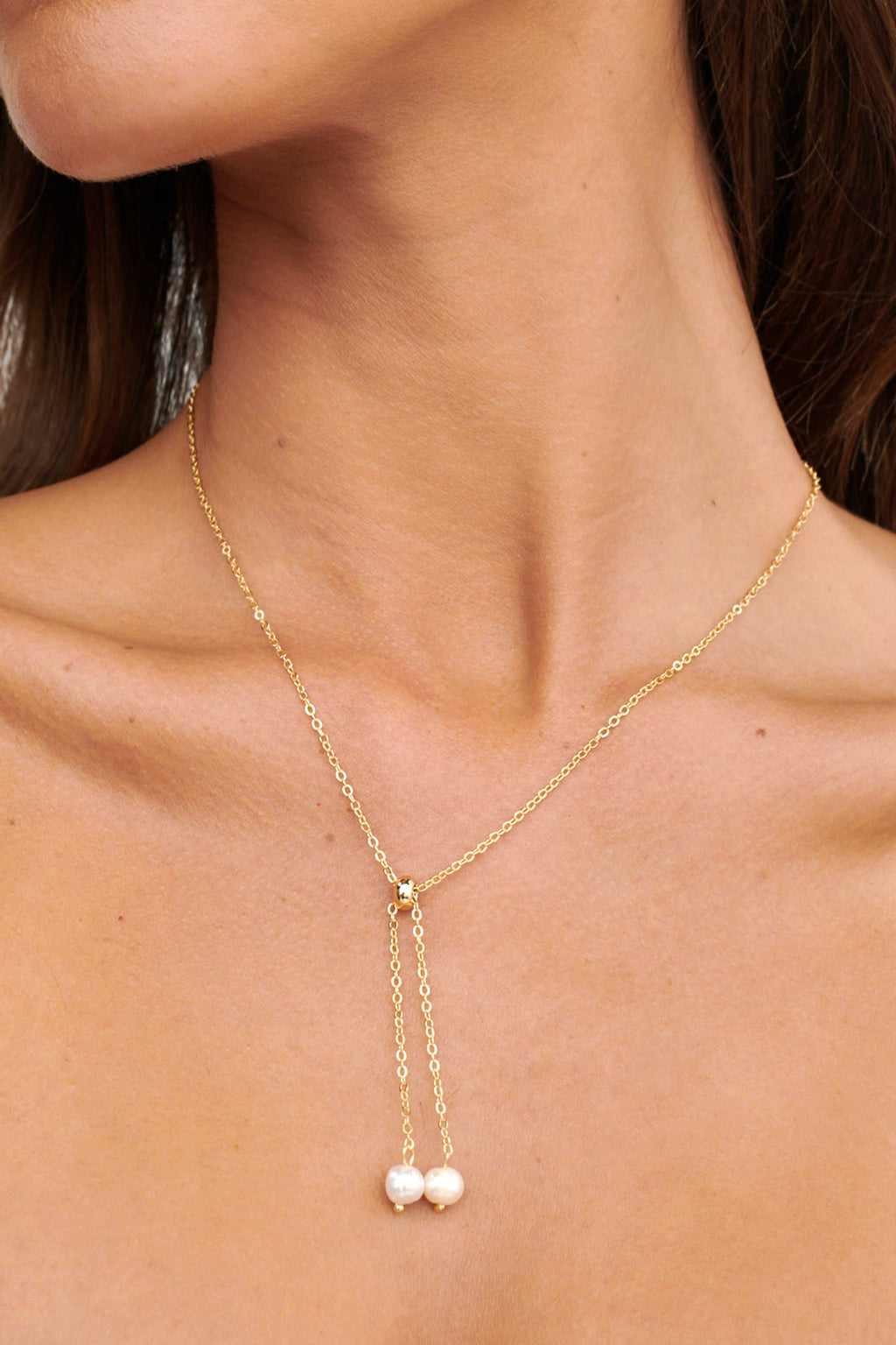 Esme Pearl Drop Necklace Gold by Selfie Leslie Australia