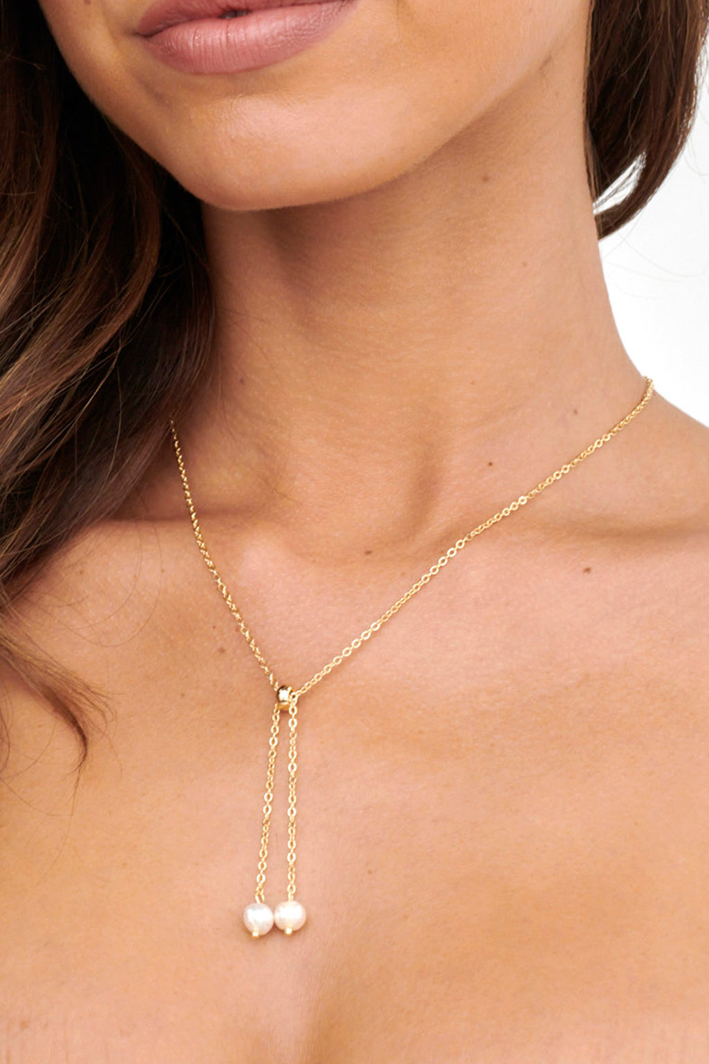 Esme Pearl Drop Necklace Gold by Selfie Leslie Australia
