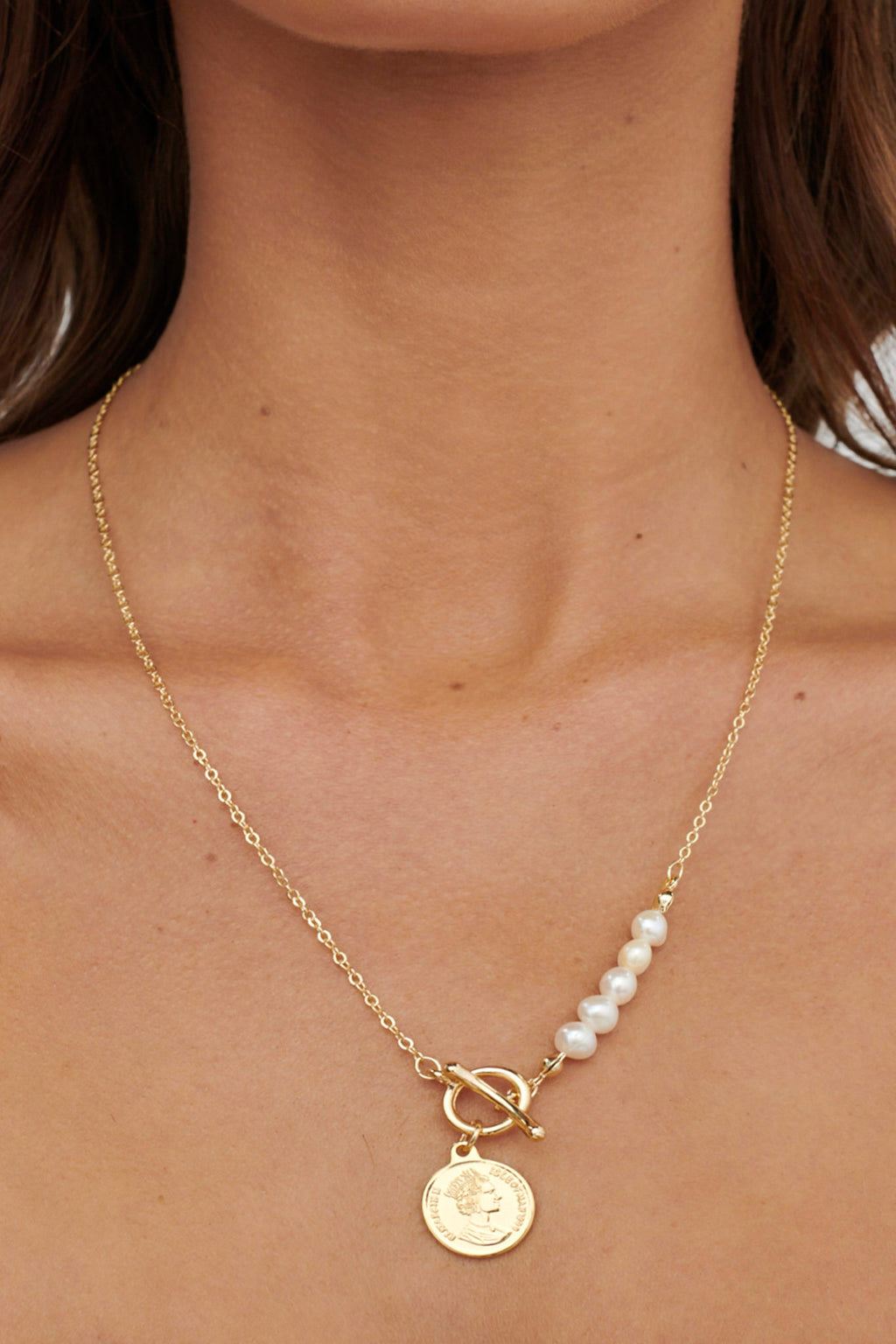 Marissa Pearl & Pendant Necklace Gold by Selfie Leslie Australia