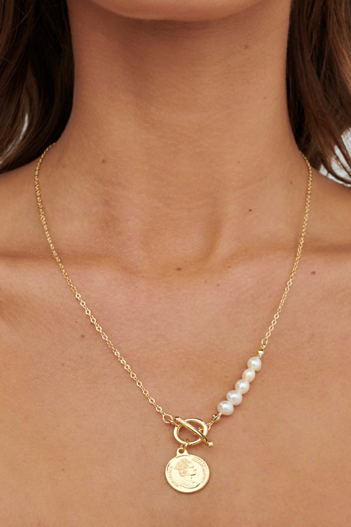 Marissa Pearl & Pendant Necklace Gold by Selfie Leslie Australia