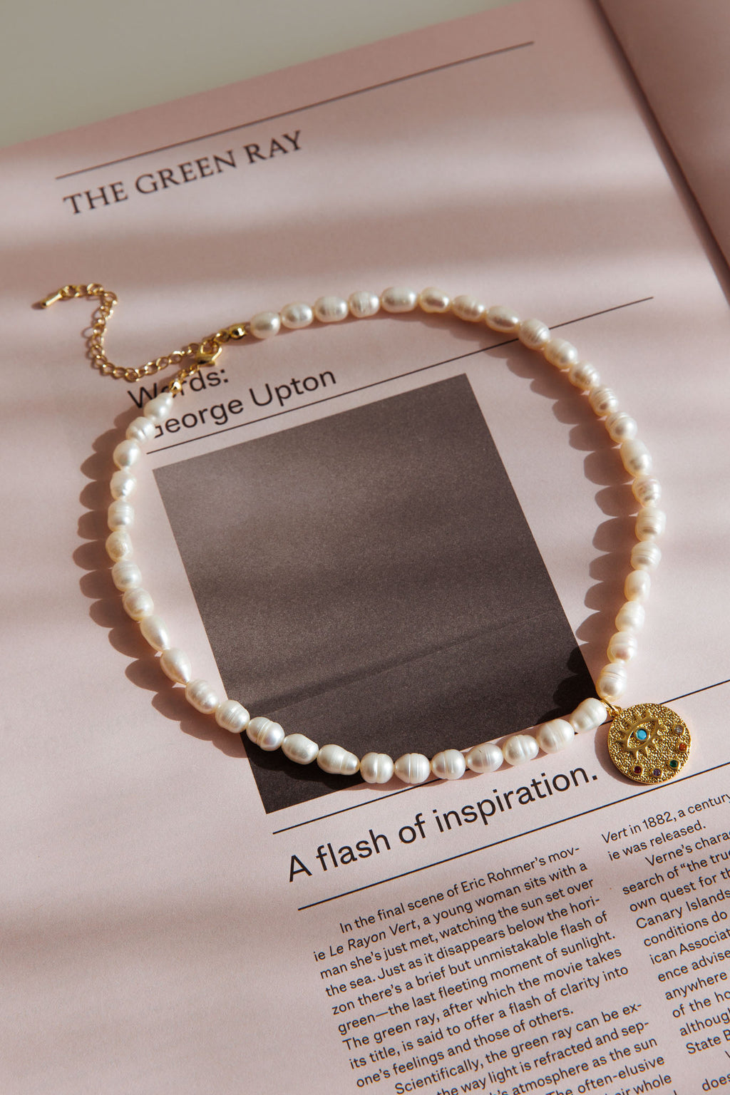Evil Eye Freshwater Pearl Necklace Gold by Selfie Leslie Australia