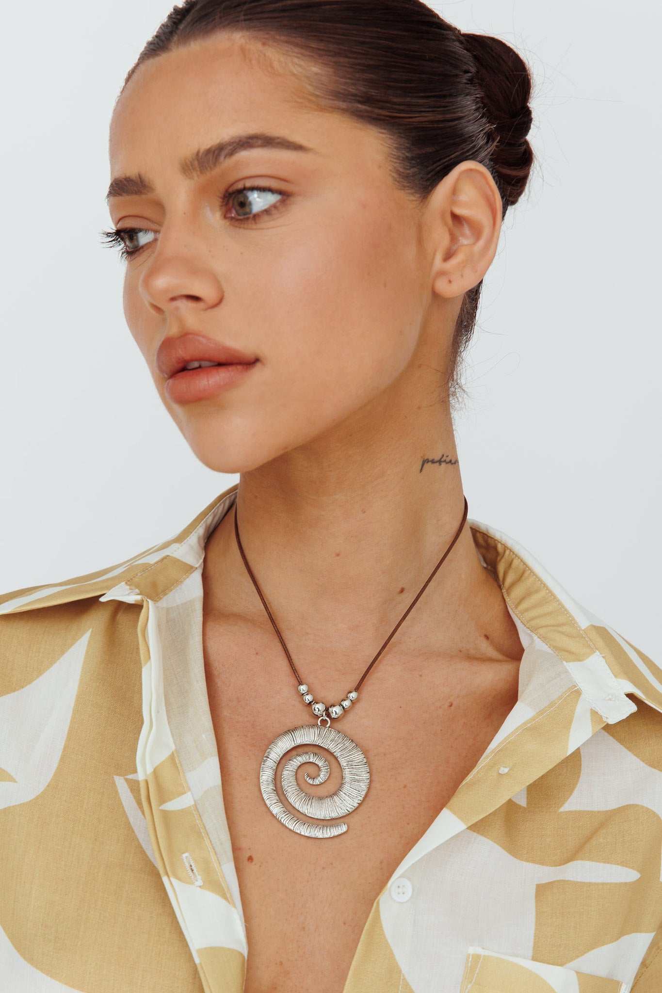 Coolum Swirl Pendant Necklace Silver by Selfie Leslie Australia