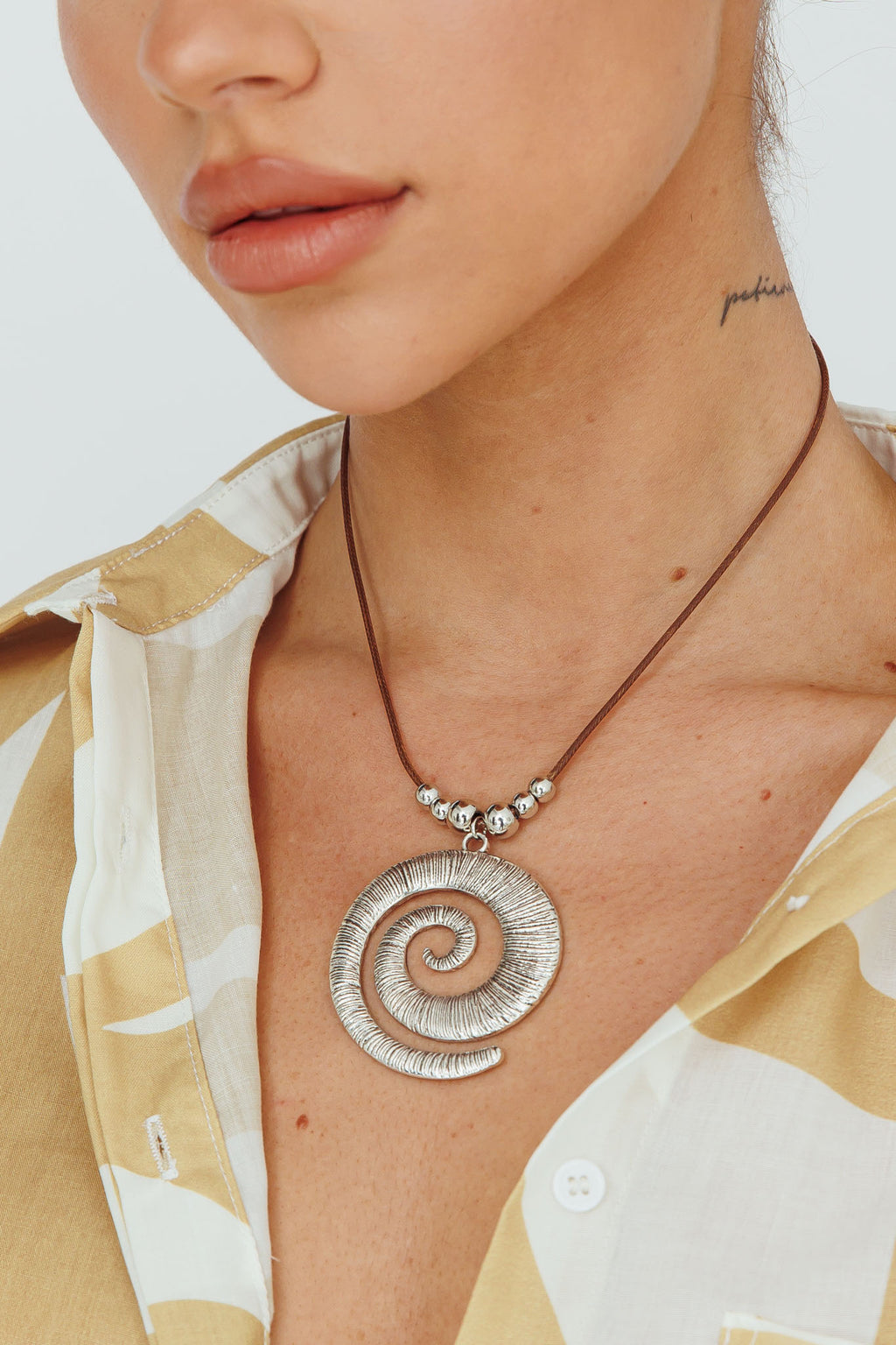 Coolum Swirl Pendant Necklace Silver by Selfie Leslie Australia