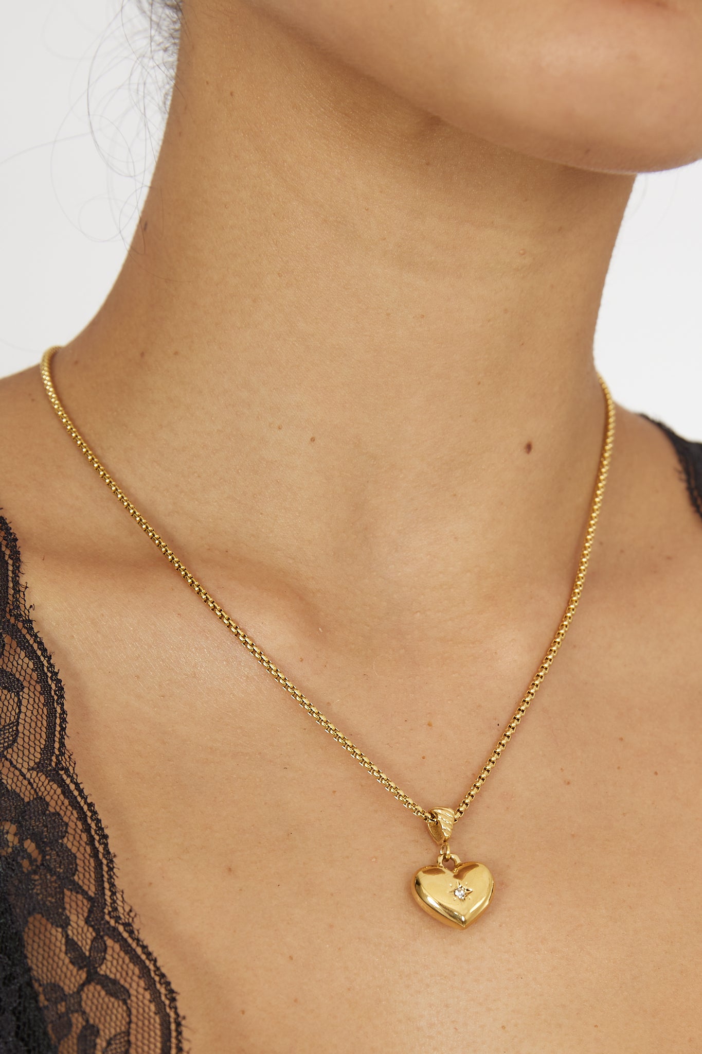 Cora Puffed Heart Pendant Necklace Gold by Selfie Leslie Australia