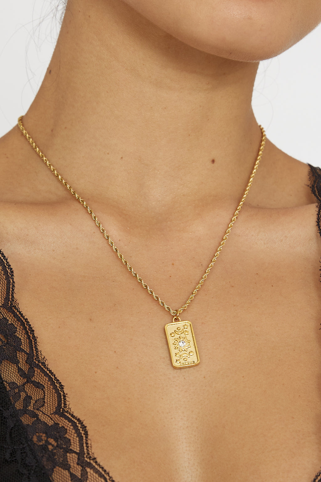 Sol Rope Chain Pendant Necklace Gold by Selfie Leslie Australia