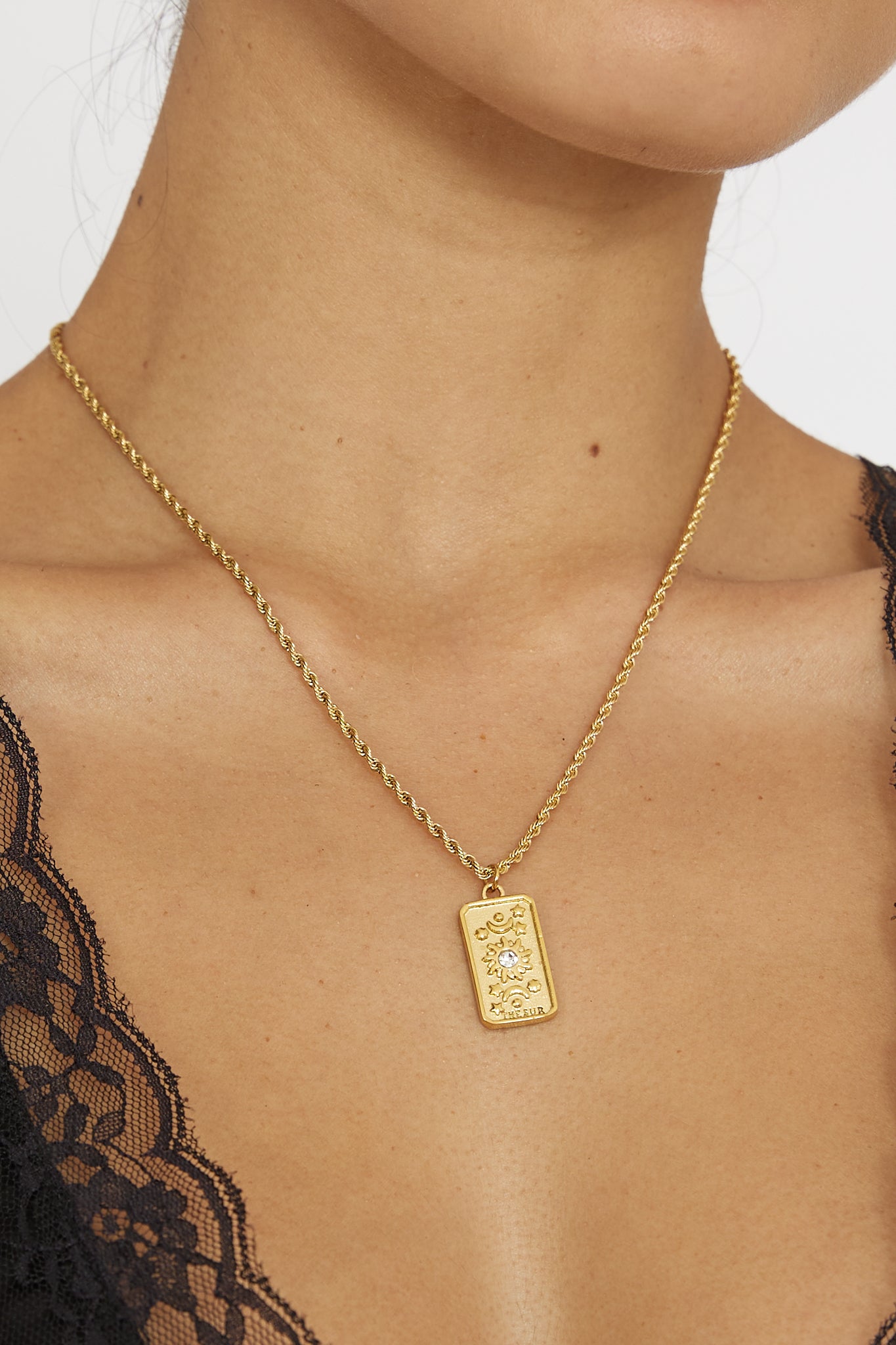 Sol Rope Chain Pendant Necklace Gold by Selfie Leslie Australia