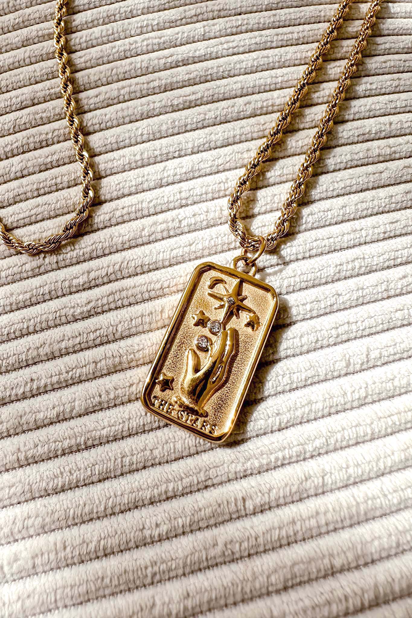 The Stars Rhinestone Pendant Necklace Gold by Selfie Leslie Australia