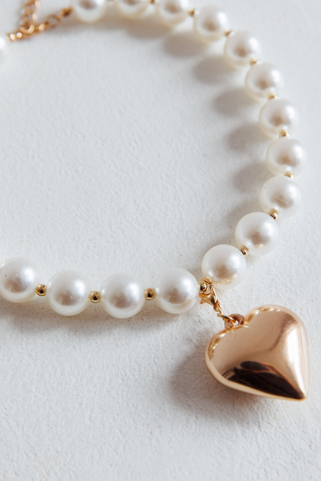 Kerri Large Heart Pearl Necklace Gold by Selfie Leslie Australia