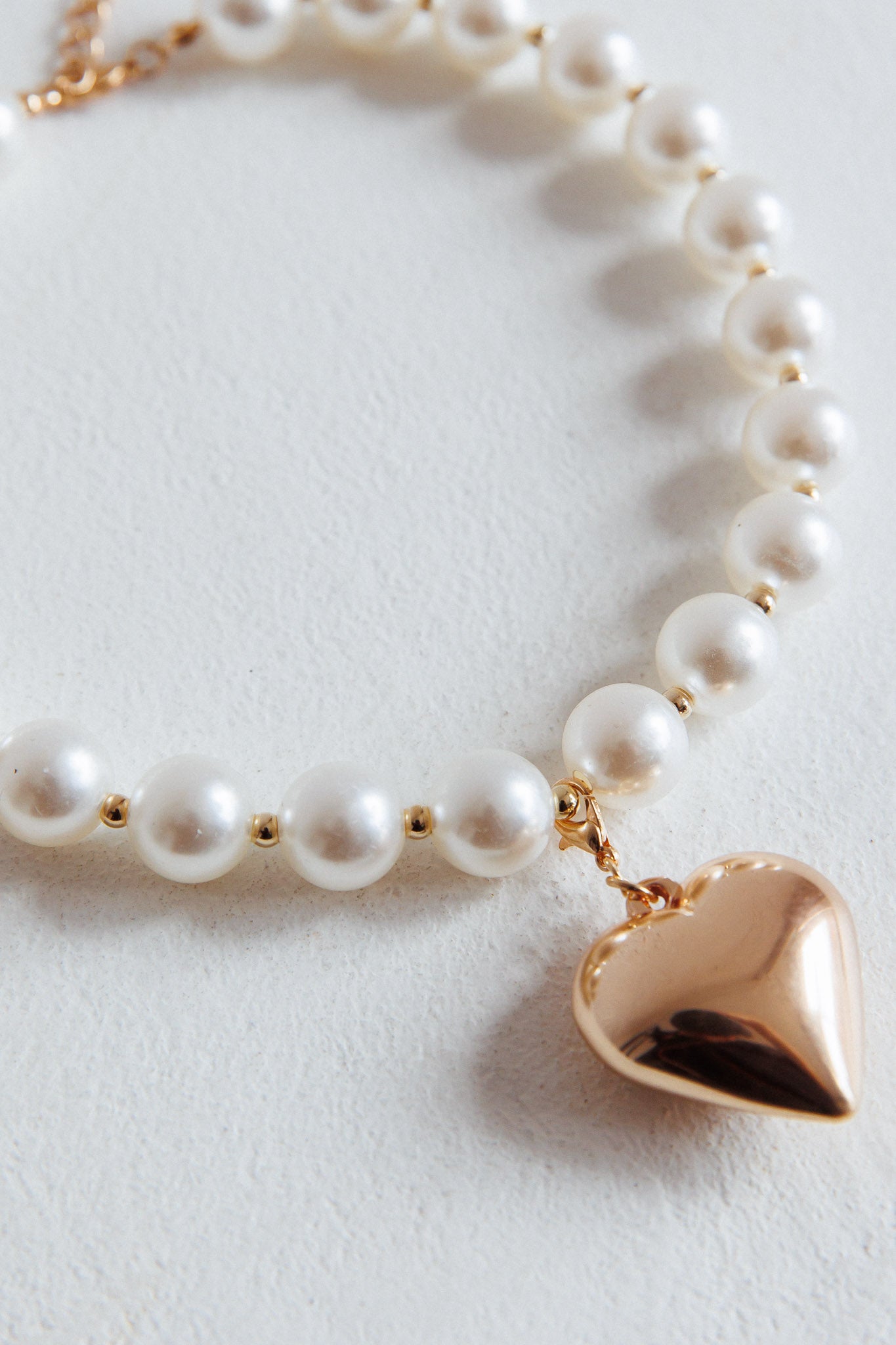 Kerri Large Heart Pearl Necklace Gold by Selfie Leslie Australia