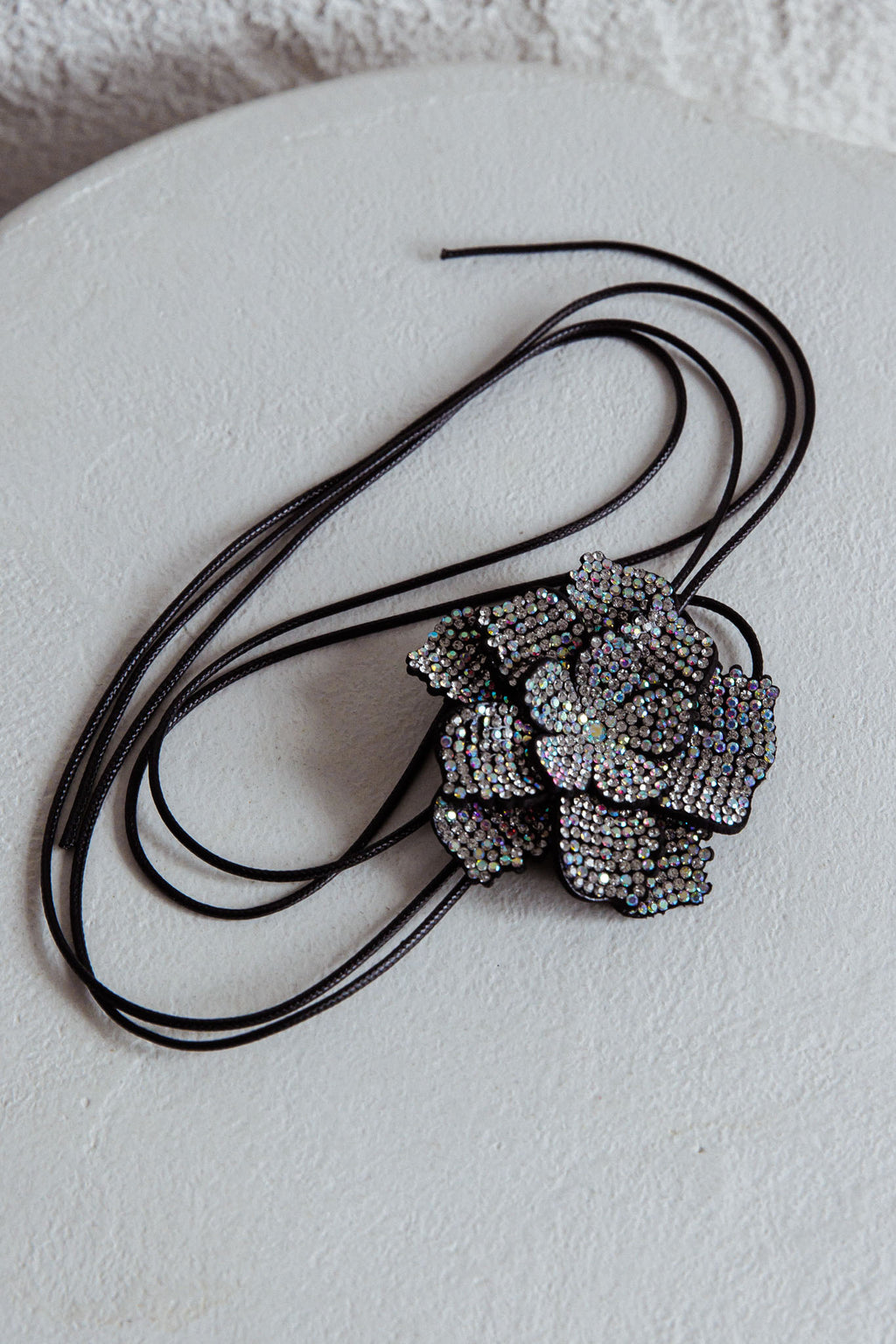 Magnolia Diamante Flower Choker Necklace Black by Selfie Leslie Australia