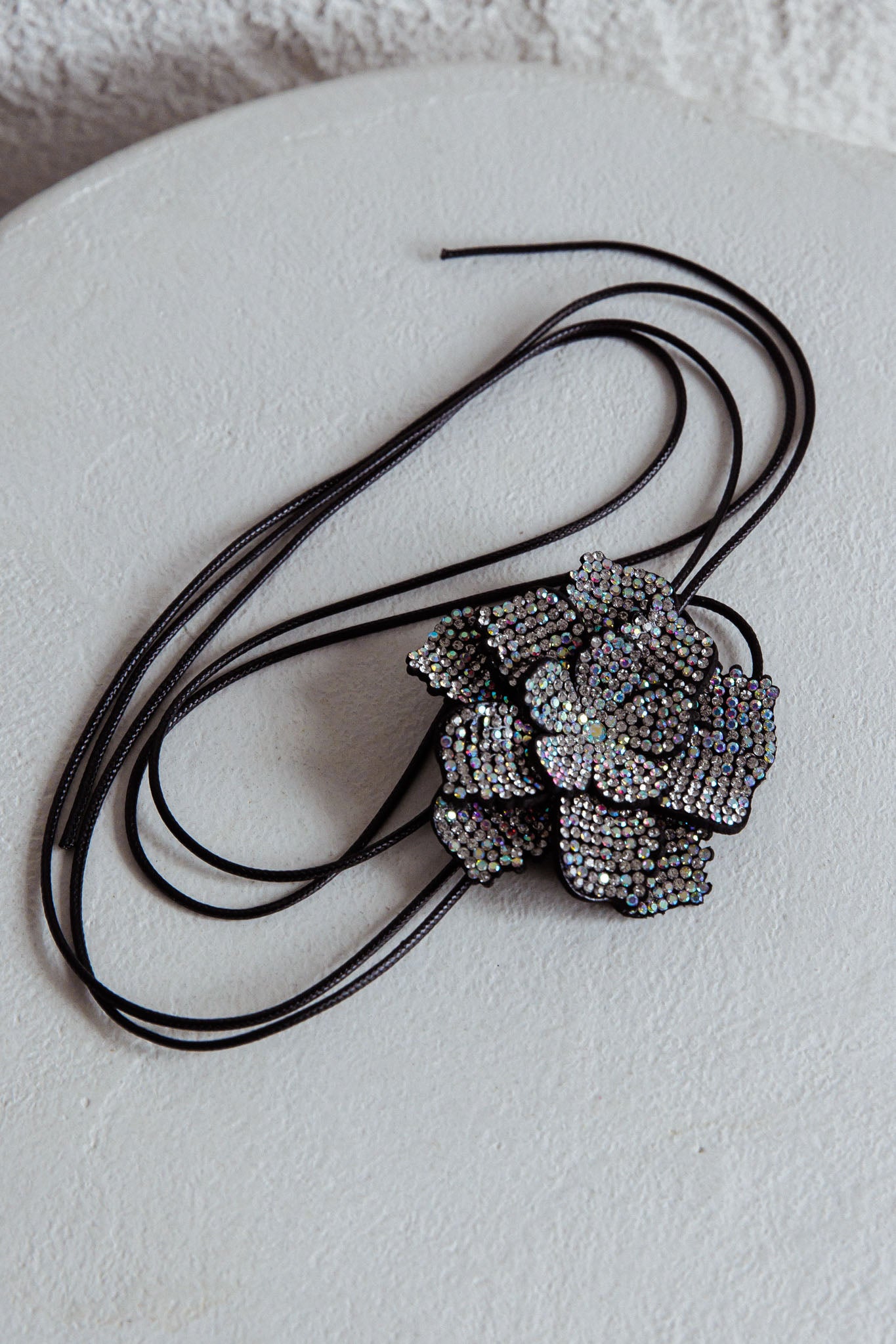 Magnolia Diamante Flower Choker Necklace Black by Selfie Leslie Australia