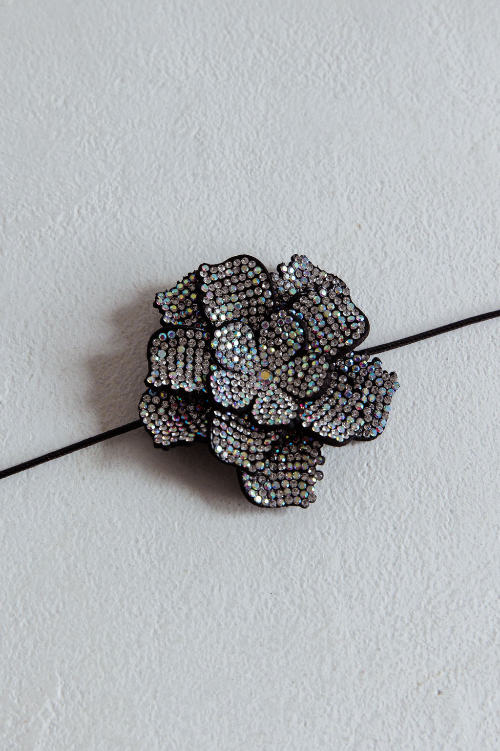 Magnolia Diamante Flower Choker Necklace Black by Selfie Leslie Australia