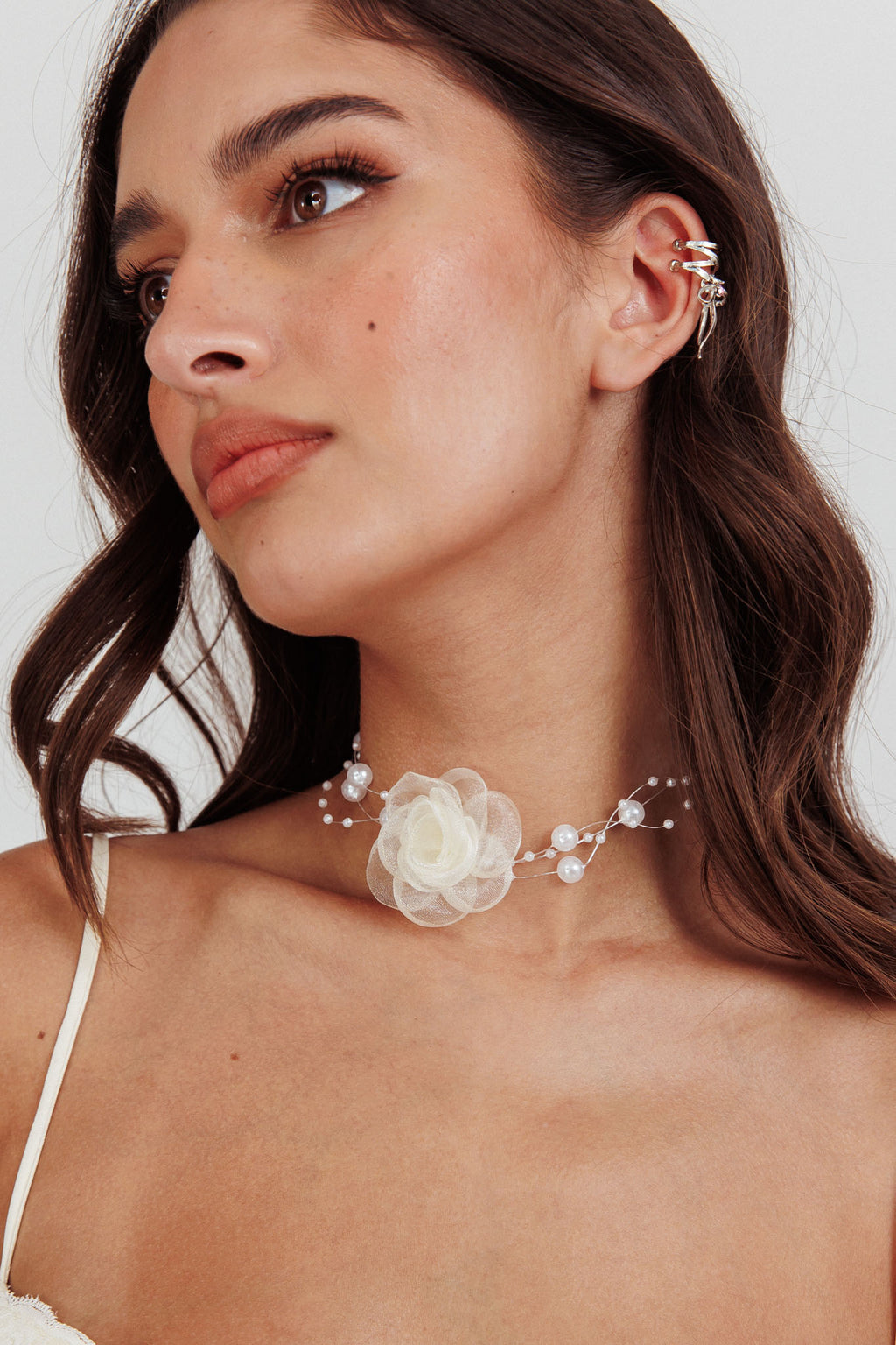 Magic Moments Chiffon Rose Choker Necklace Pearl by Selfie Leslie Australia