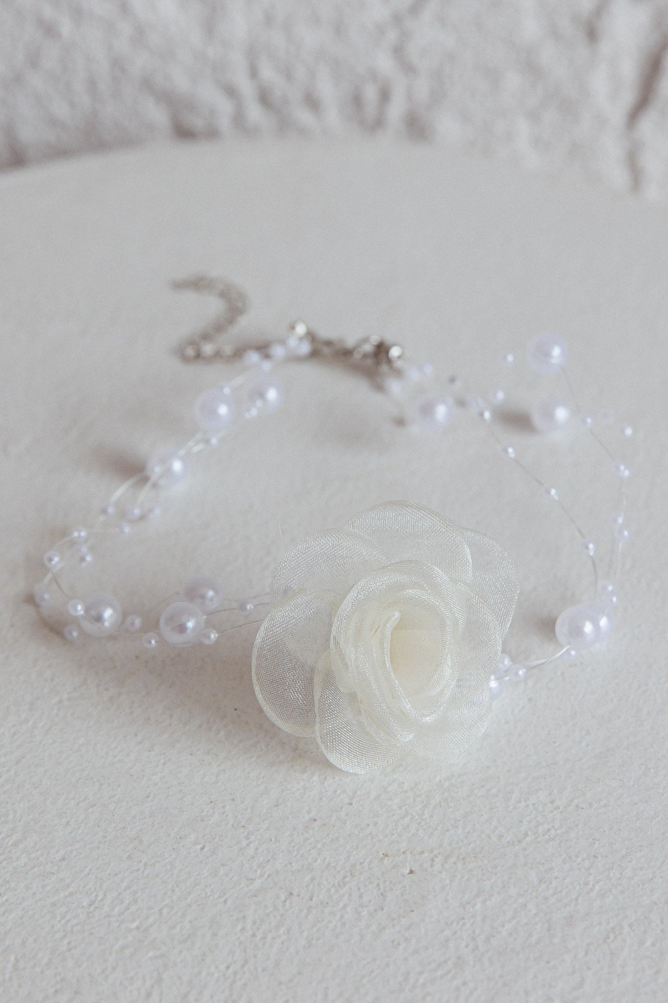 Magic Moments Chiffon Rose Choker Necklace Pearl by Selfie Leslie Australia