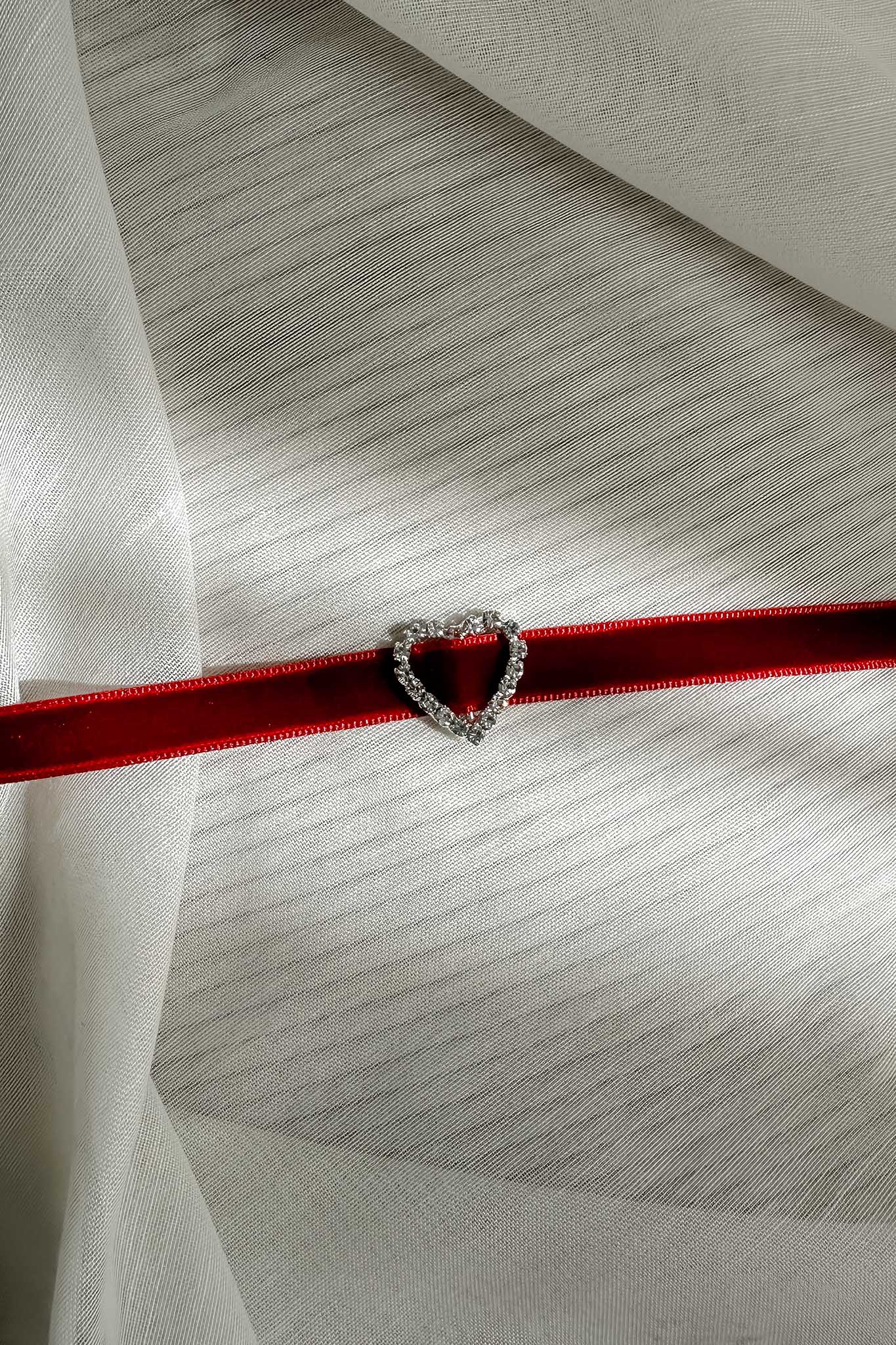Lola Diamante Heart Velvet Choker Necklace Red by Selfie Leslie Australia