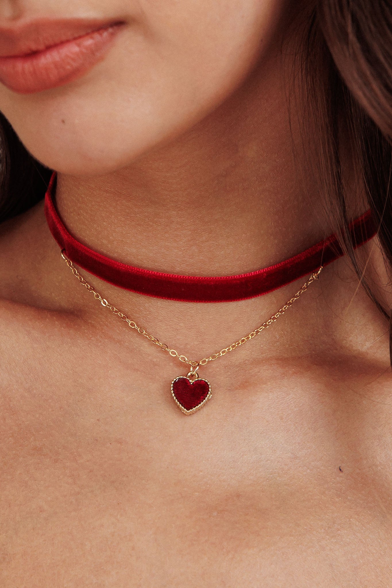 Rosie Velvet Heart Choker Necklace Red by Selfie Leslie Australia