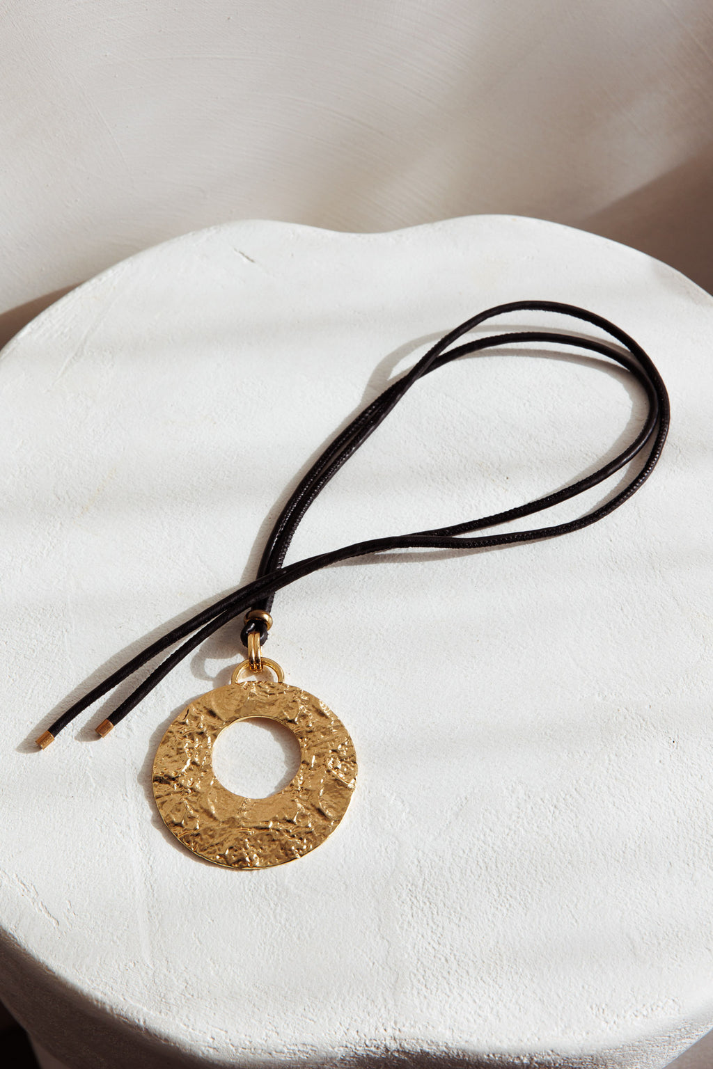 Hometown Textured Round Pendant Necklace Gold by Selfie Leslie Australia