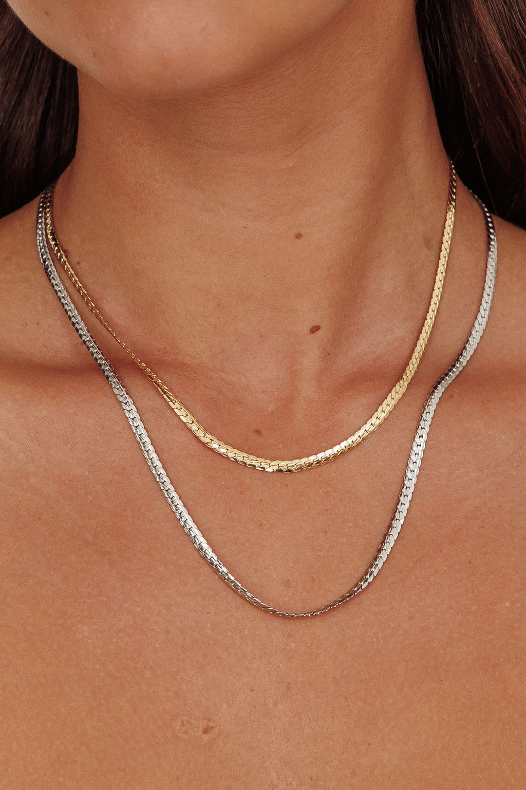 Dannielle Flat Link Chain Set Two-Tone Mixed by Selfie Leslie Australia
