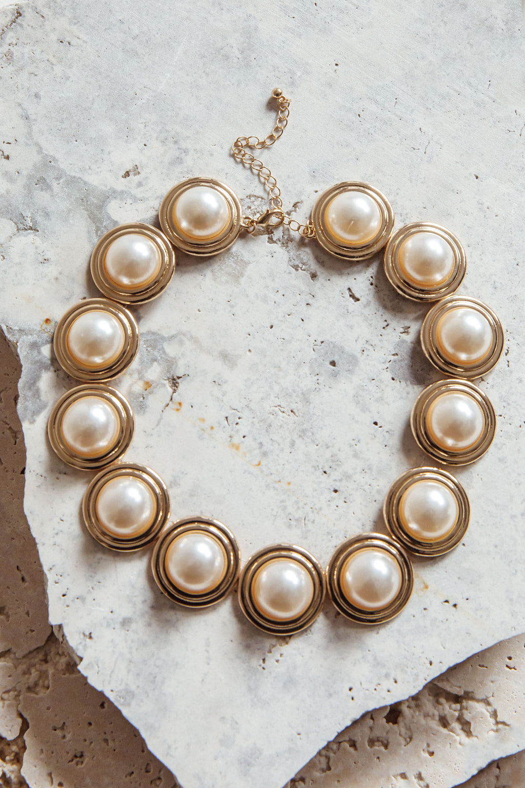 Chelsea Pearl Circle Necklace Gold/Pearl by Selfie Leslie Australia