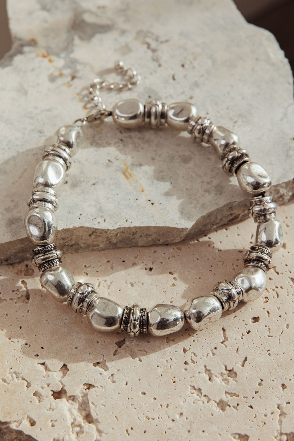 Royal Beaded Necklace Brushed Silver by Selfie Leslie Australia