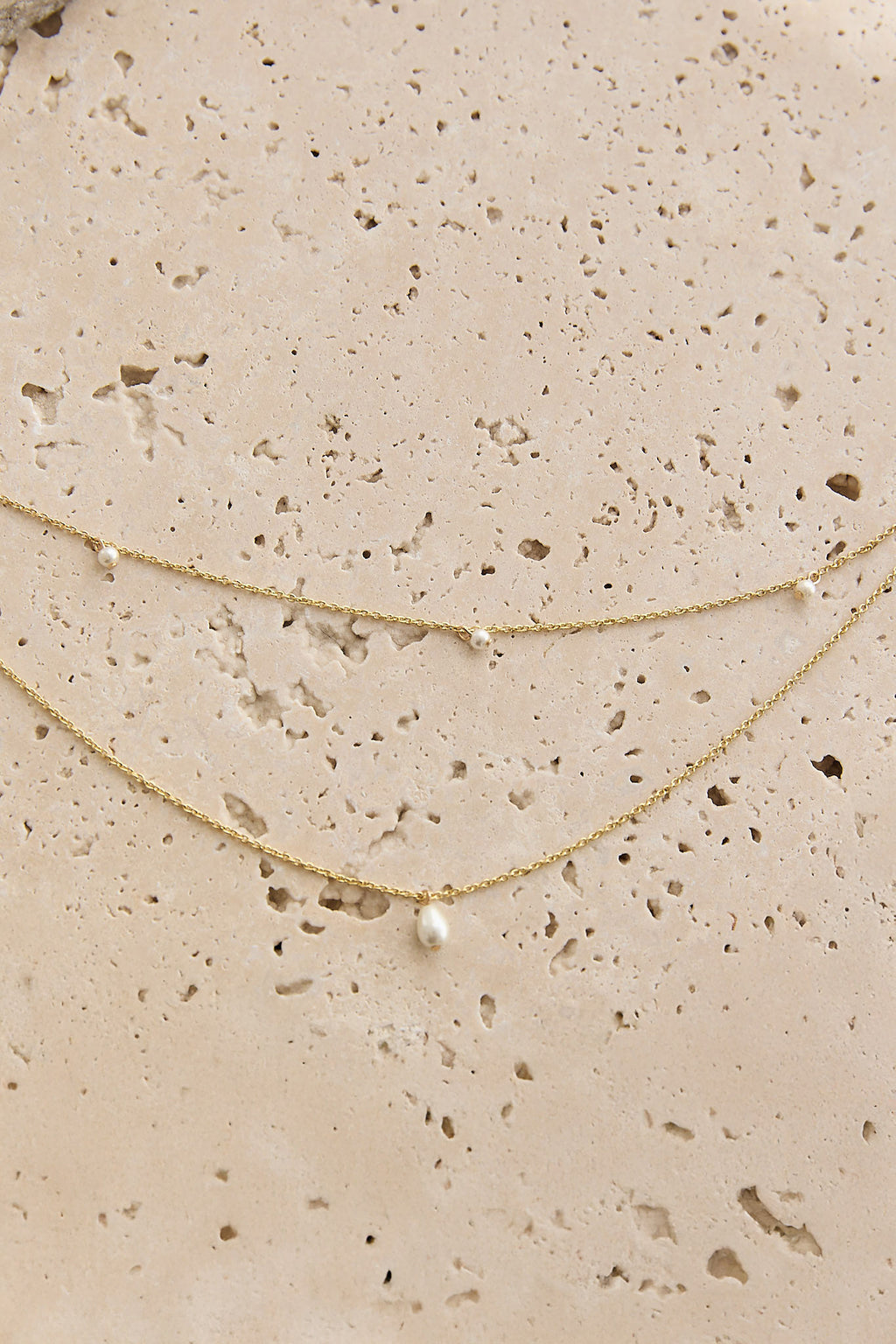Hollis Double Strand Droplet Necklace Gold/Pearl by Selfie Leslie Australia