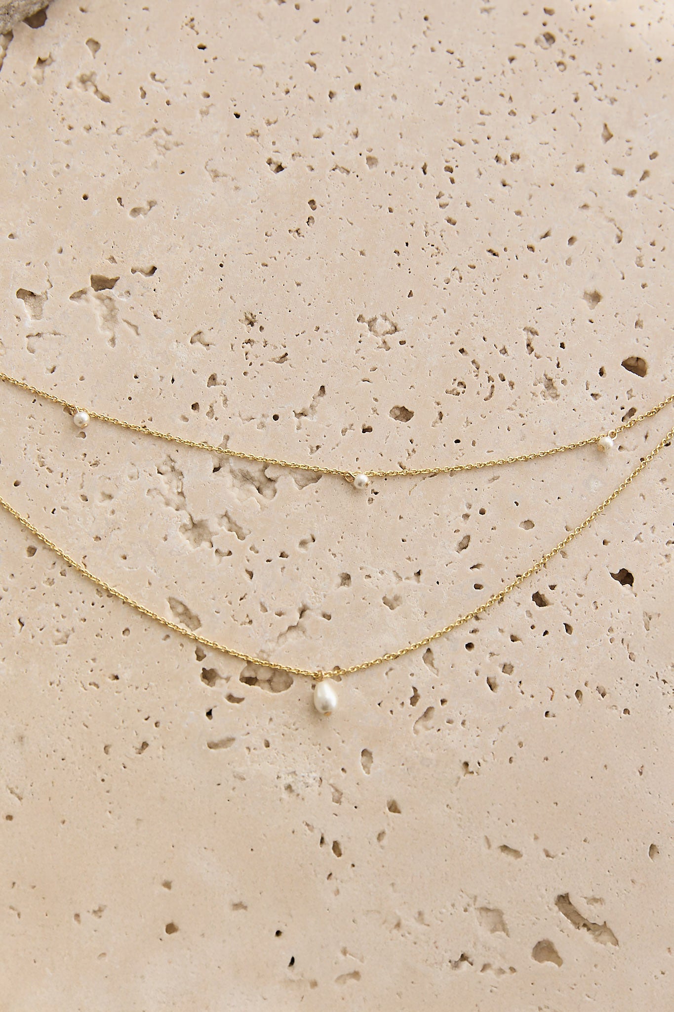 Hollis Double Strand Droplet Necklace Gold/Pearl by Selfie Leslie Australia
