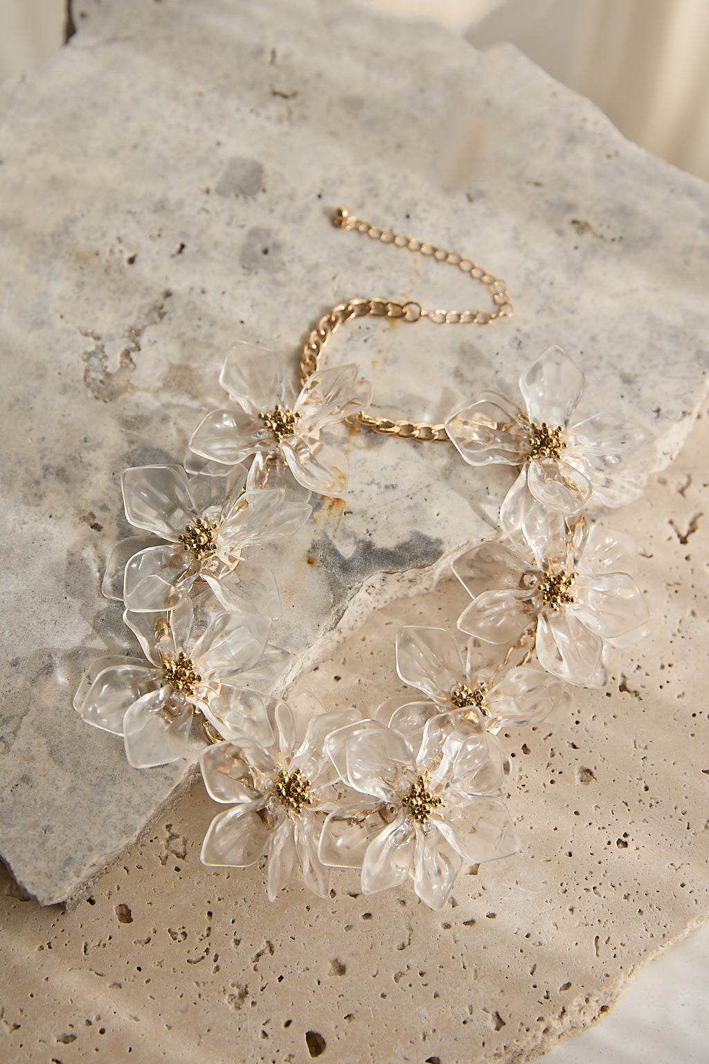 Mendoza Acrylic Floral Necklace Clear by Selfie Leslie Australia