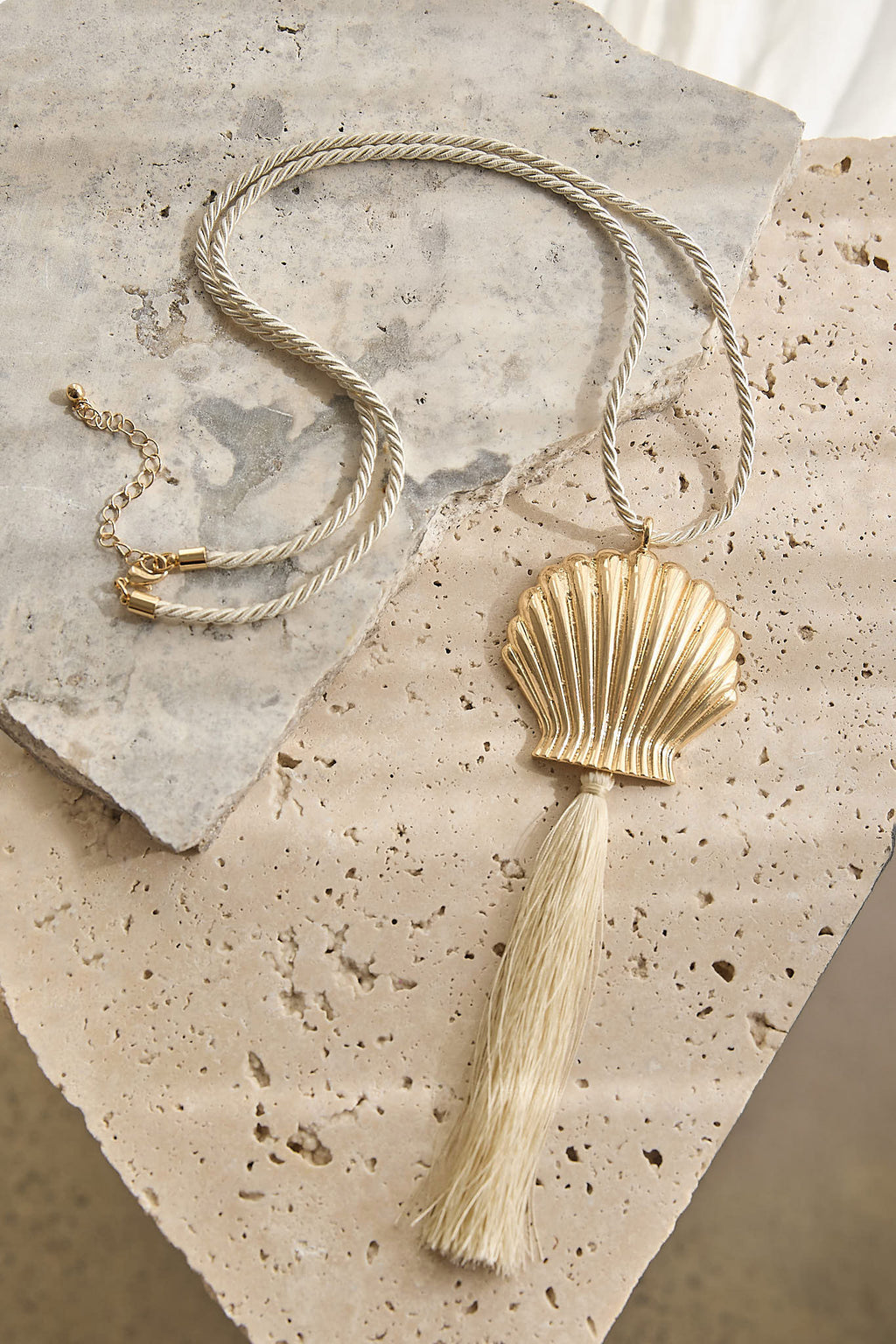 Fioren Shell Tassel Necklace Gold/Ivory by Selfie Leslie Australia